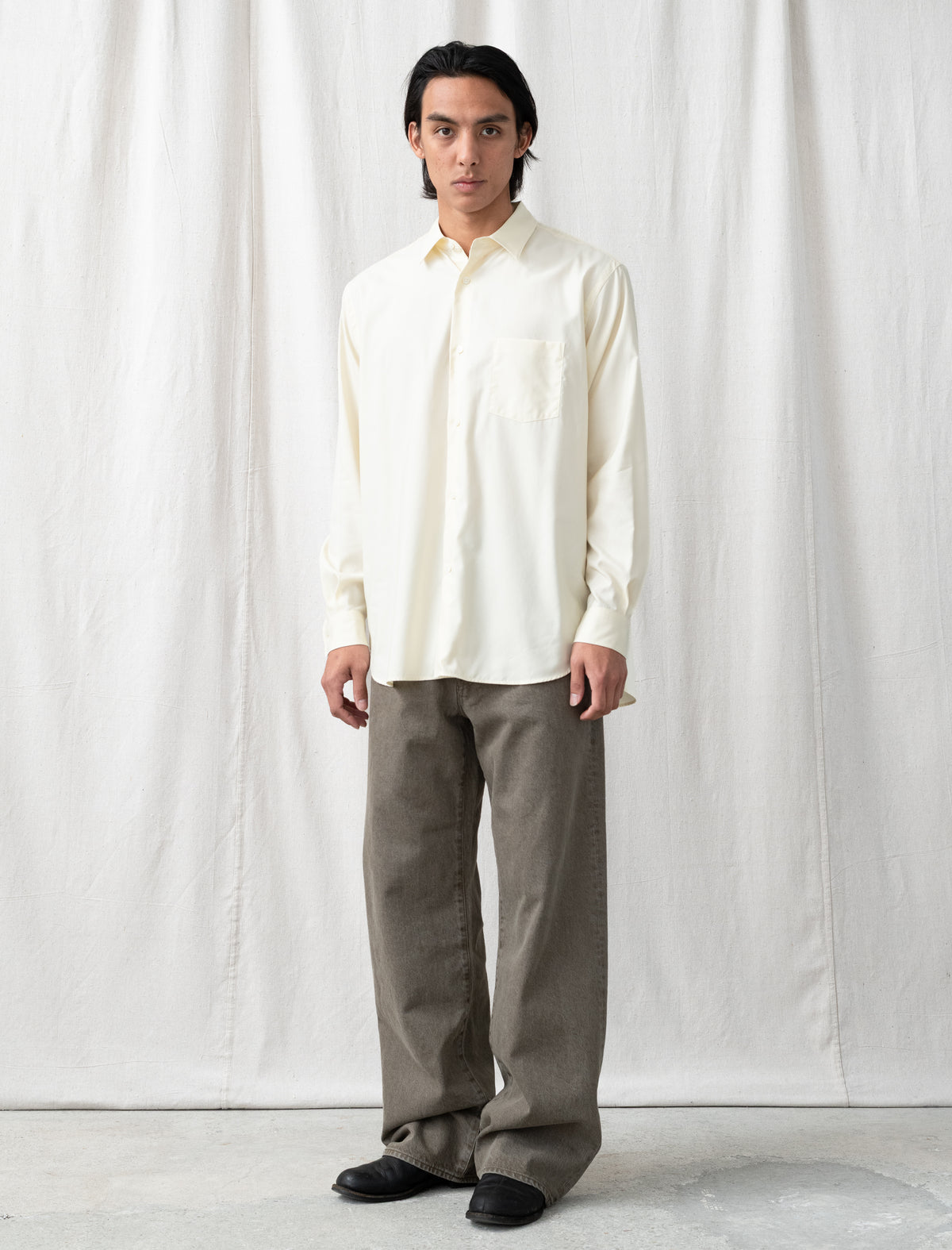 Loose Color Denim Pants (Khaki)