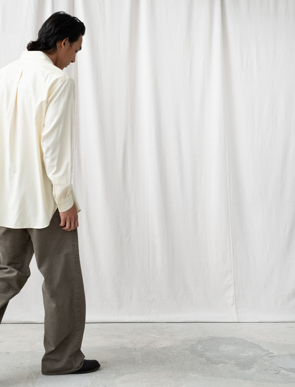 Loose Color Denim Pants (Khaki)