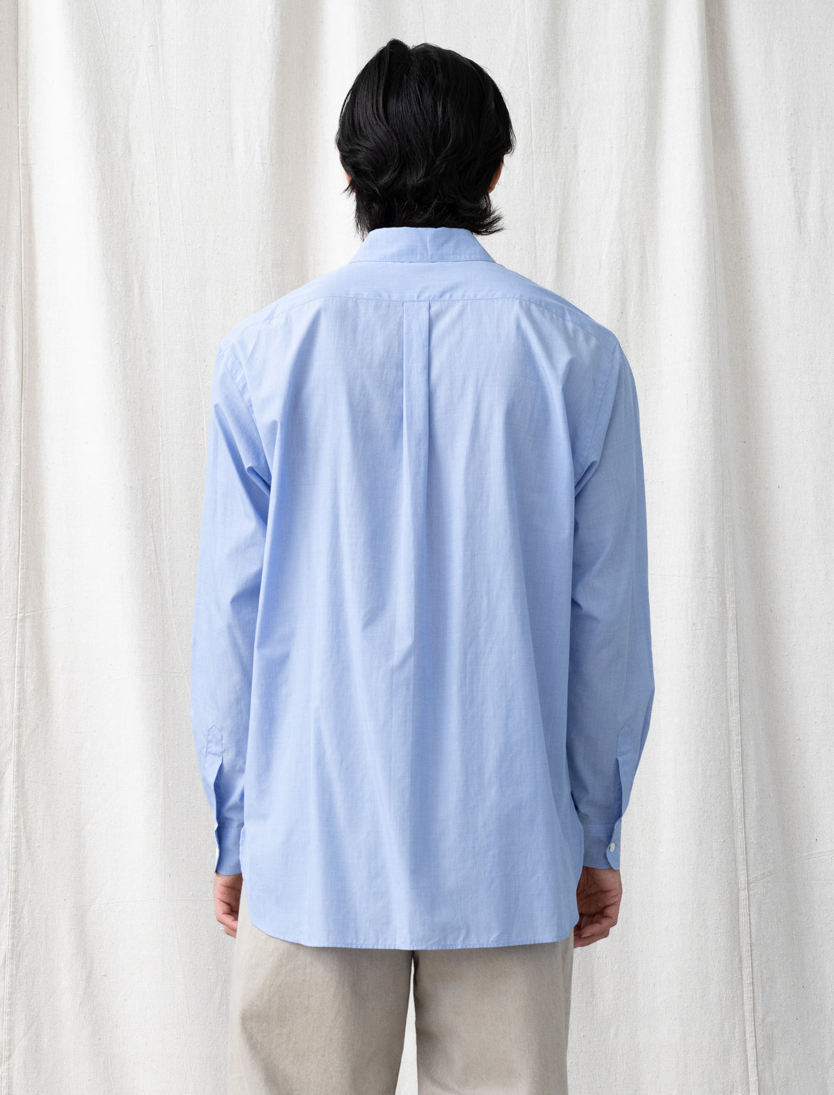 Smooth Cotton Oversized Regular Collar Shirt (Blue)