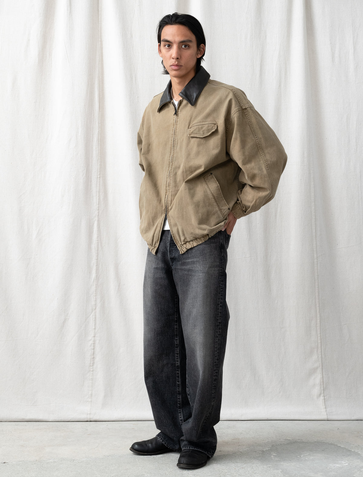 Loose Denim Pants (Black)