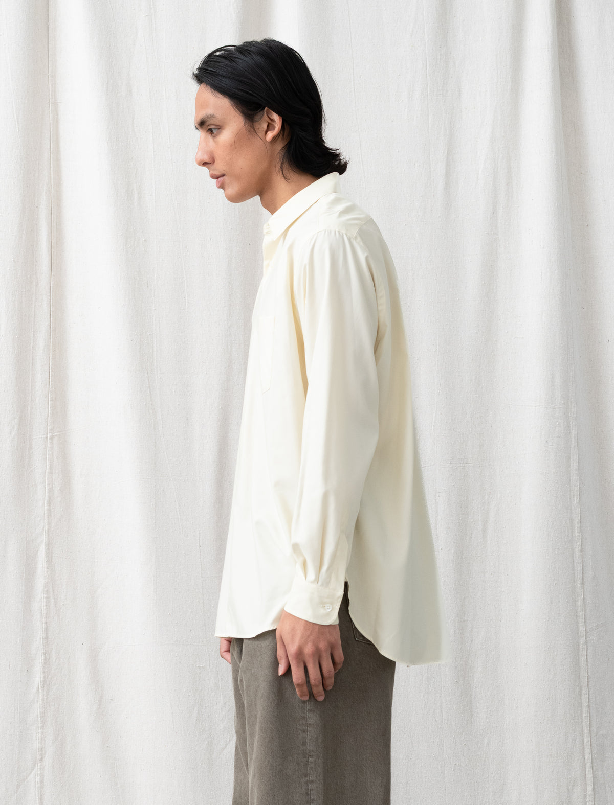 Pima Cotton Oversized Regular Collar Shirt (Yellow)