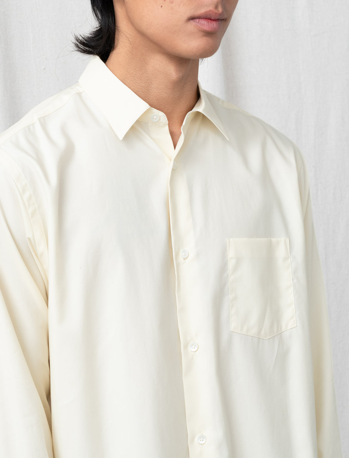 Pima Cotton Oversized Regular Collar Shirt (Yellow)