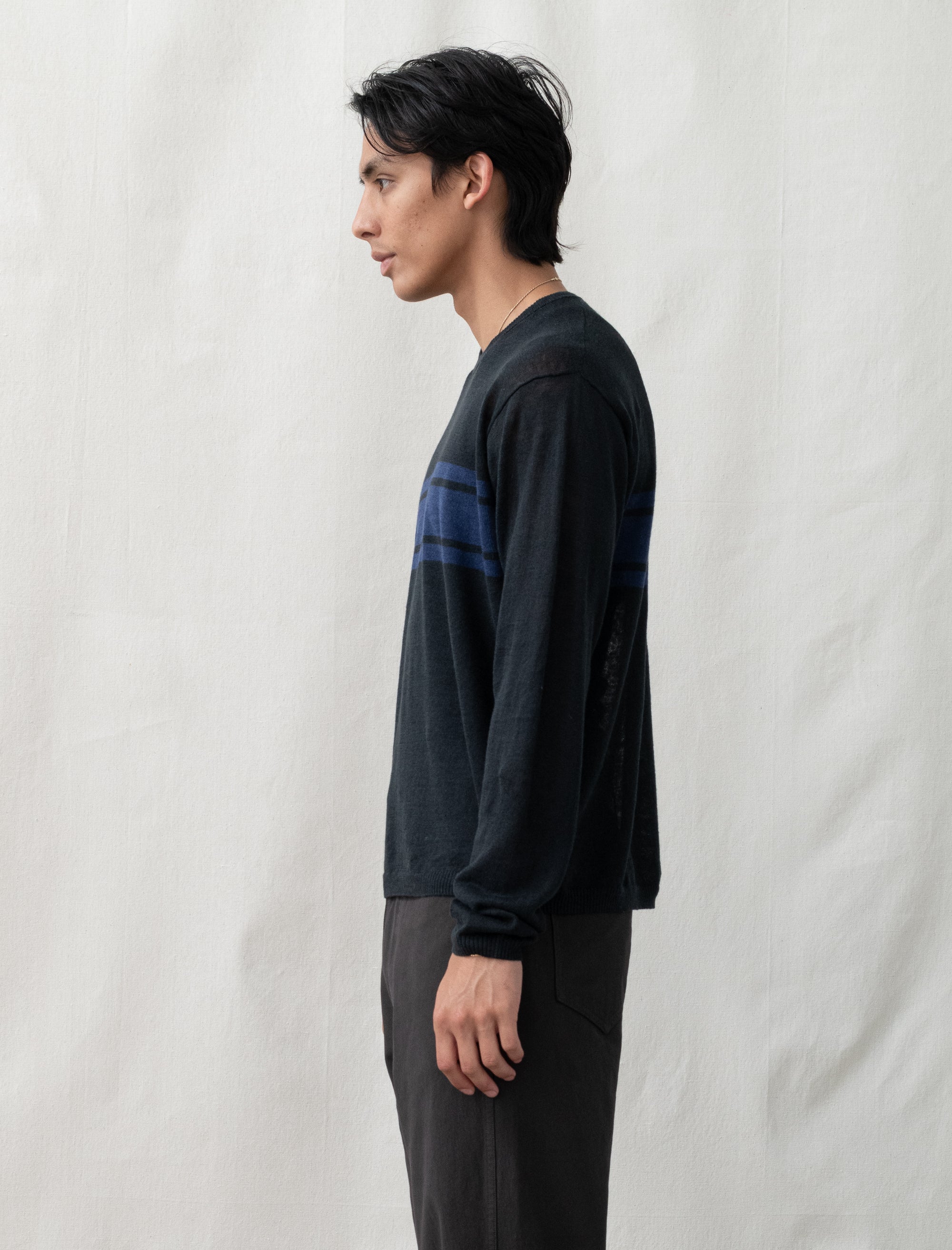 Striped Long Sleeve Sweater (Black)