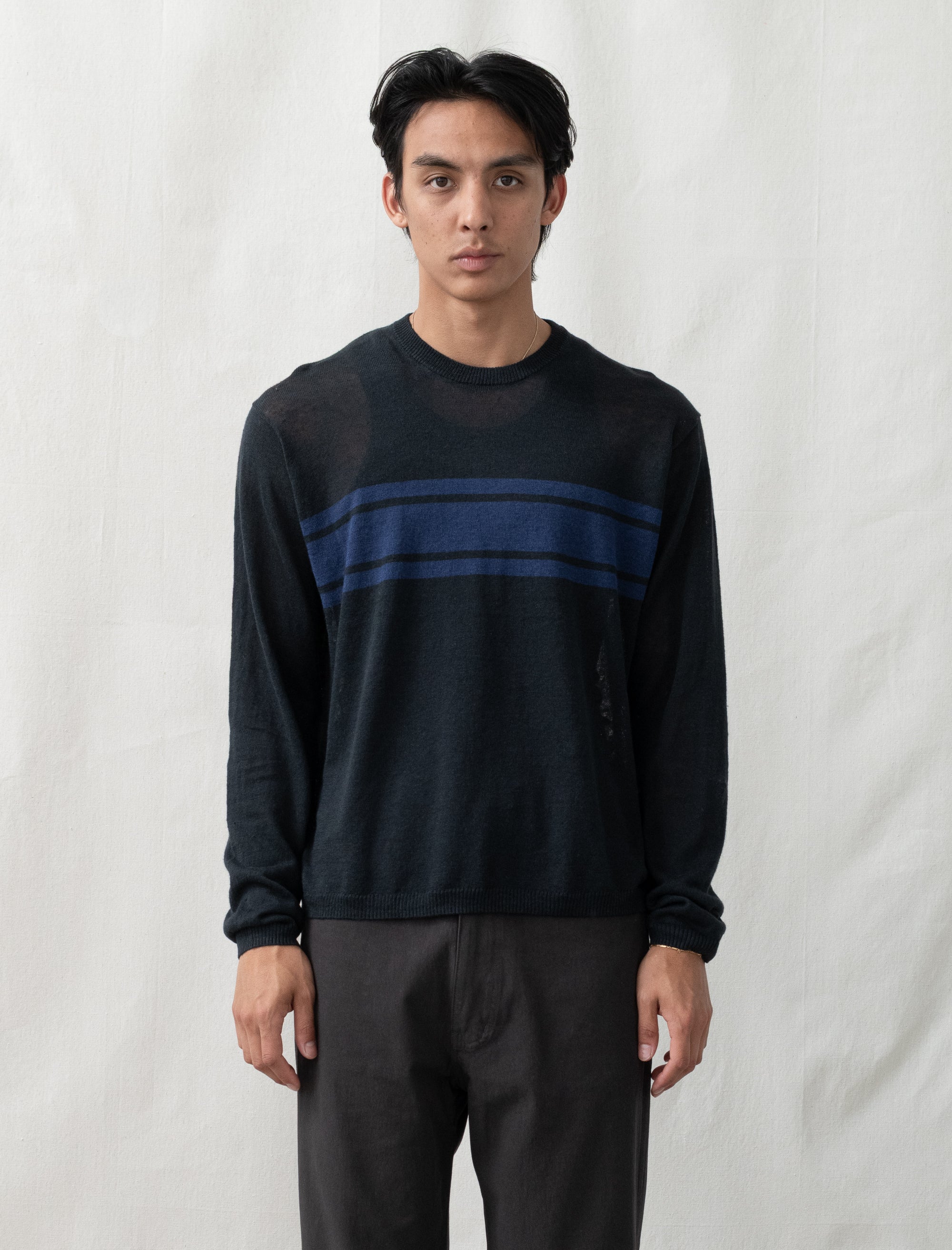 Striped Long Sleeve Sweater (Black)