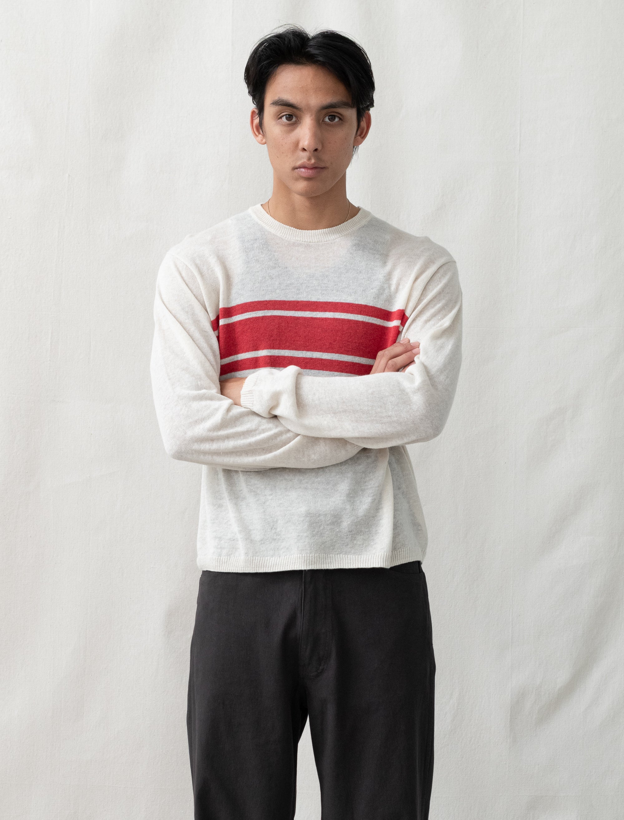 Striped Long Sleeve Sweater (Bone)