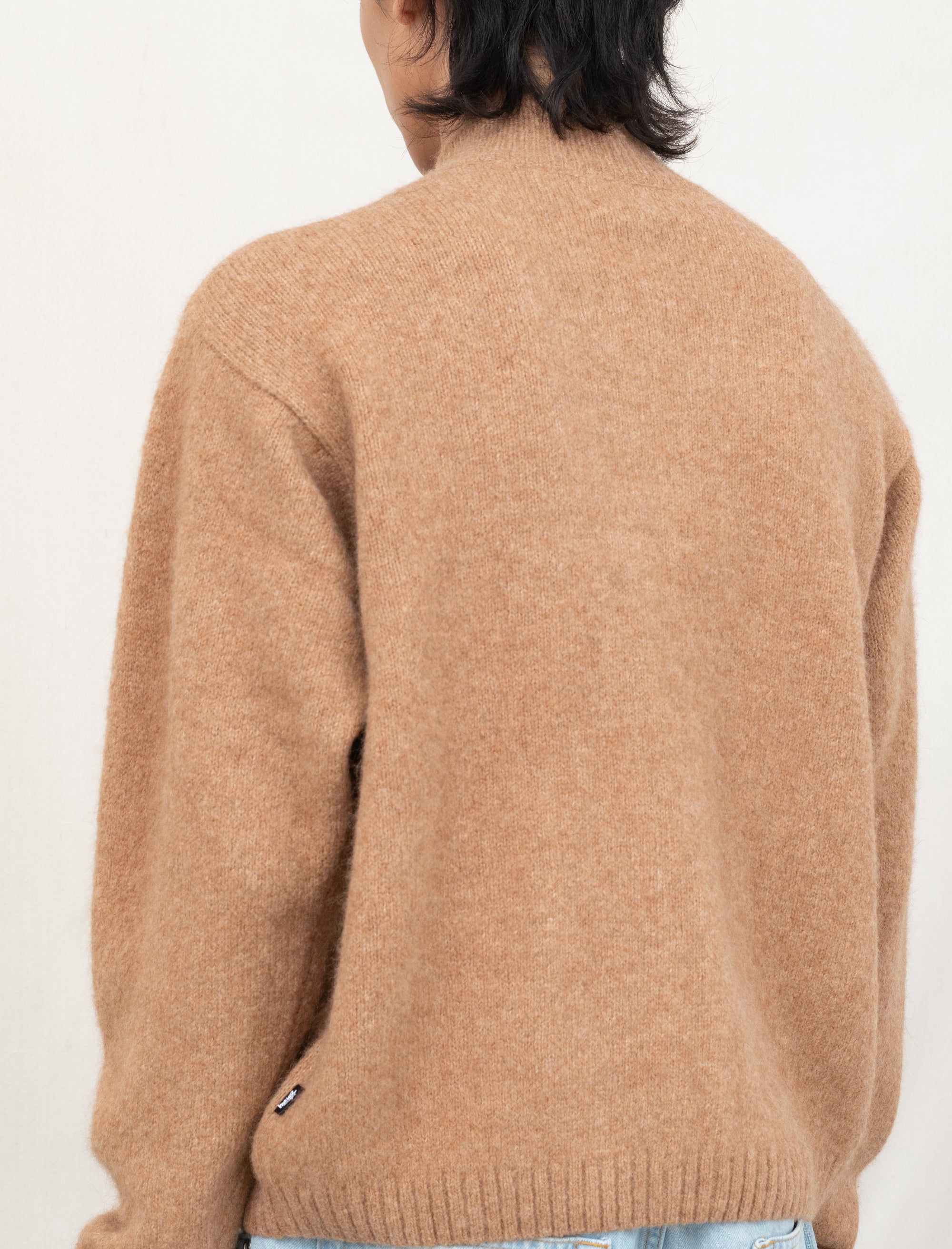 Full Zip Brushed Merino Sweater (Camel)