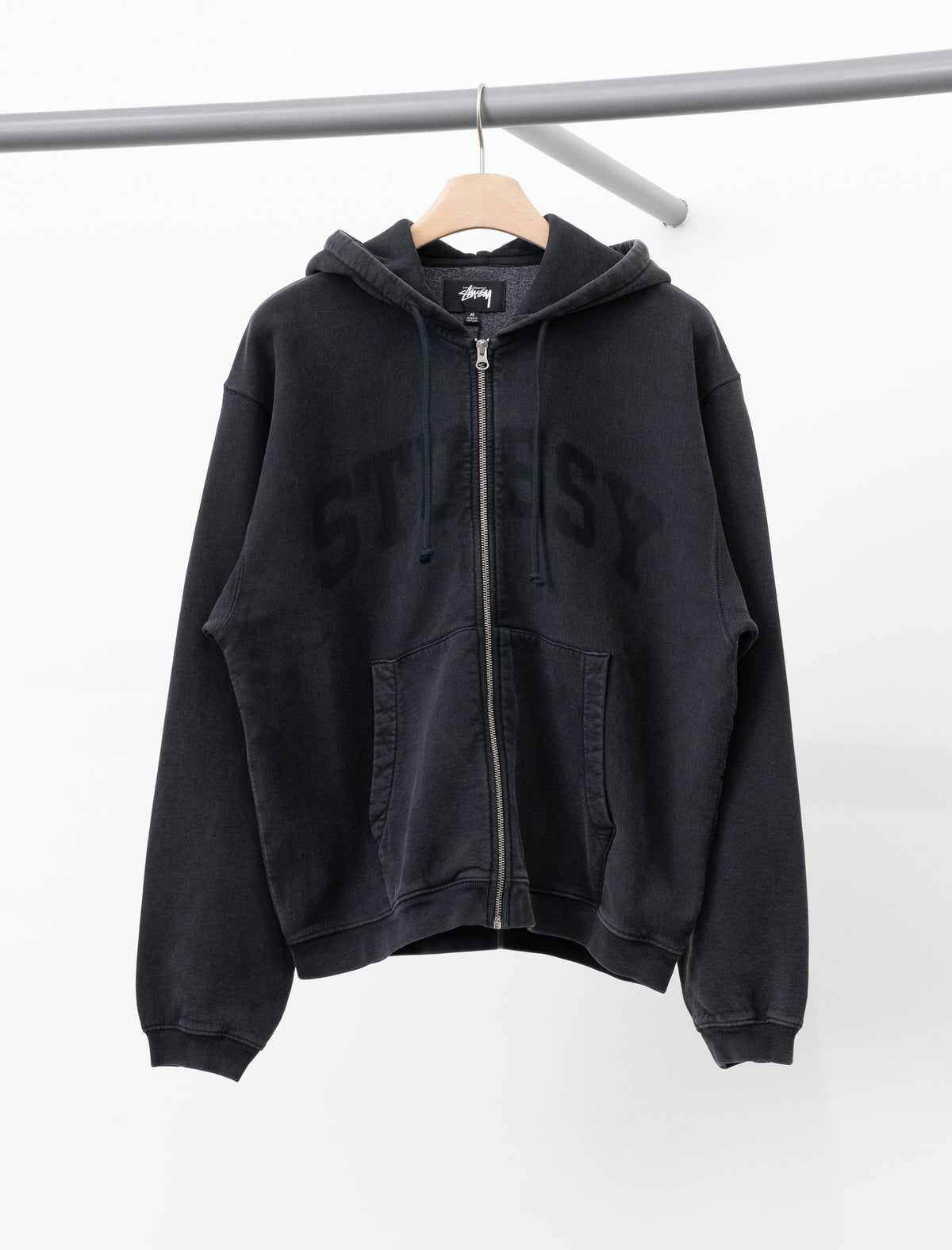 Faded Graphic Zip Hoodie (Washed Black)