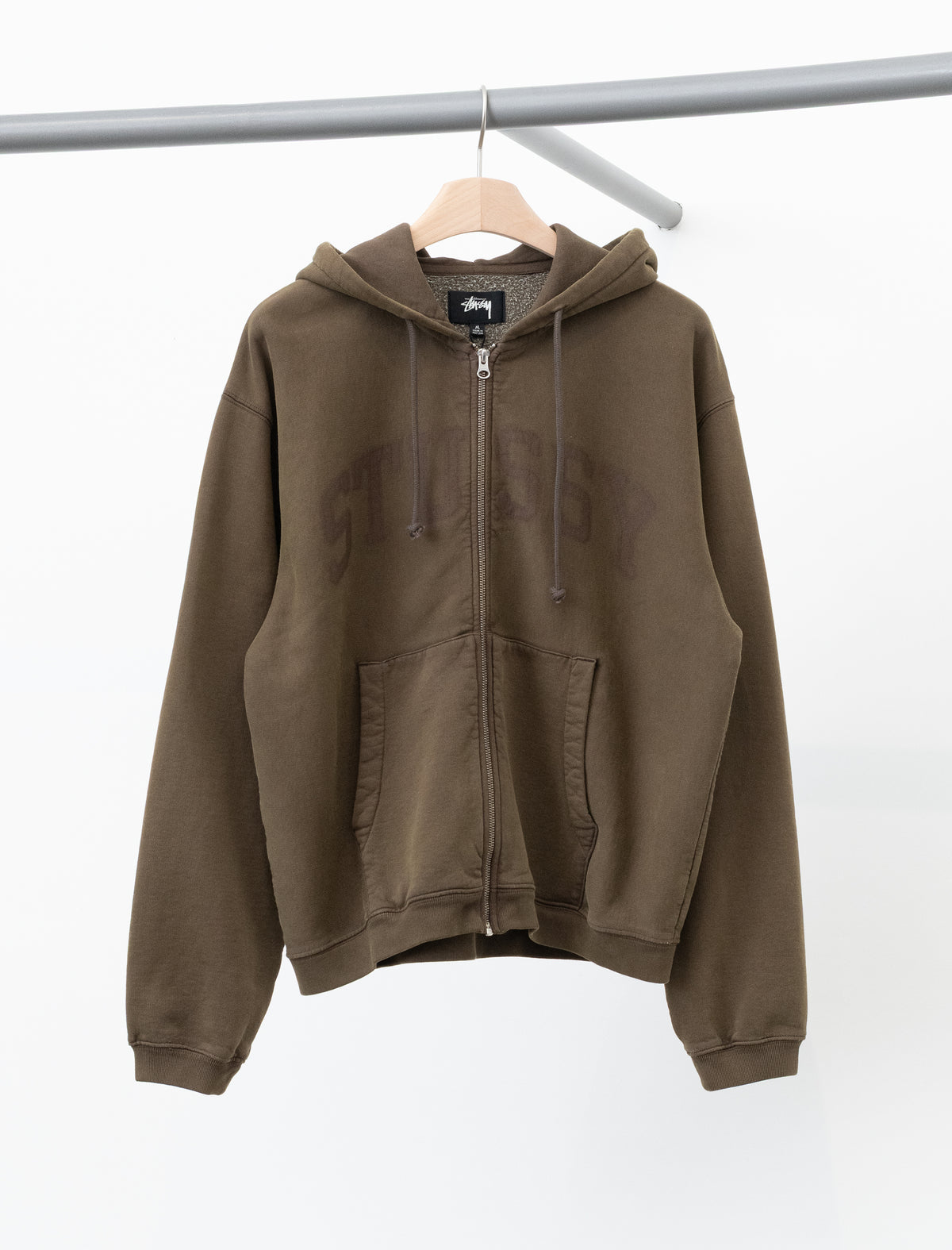 Faded Graphic Zip Hoodie (Washed Olive)