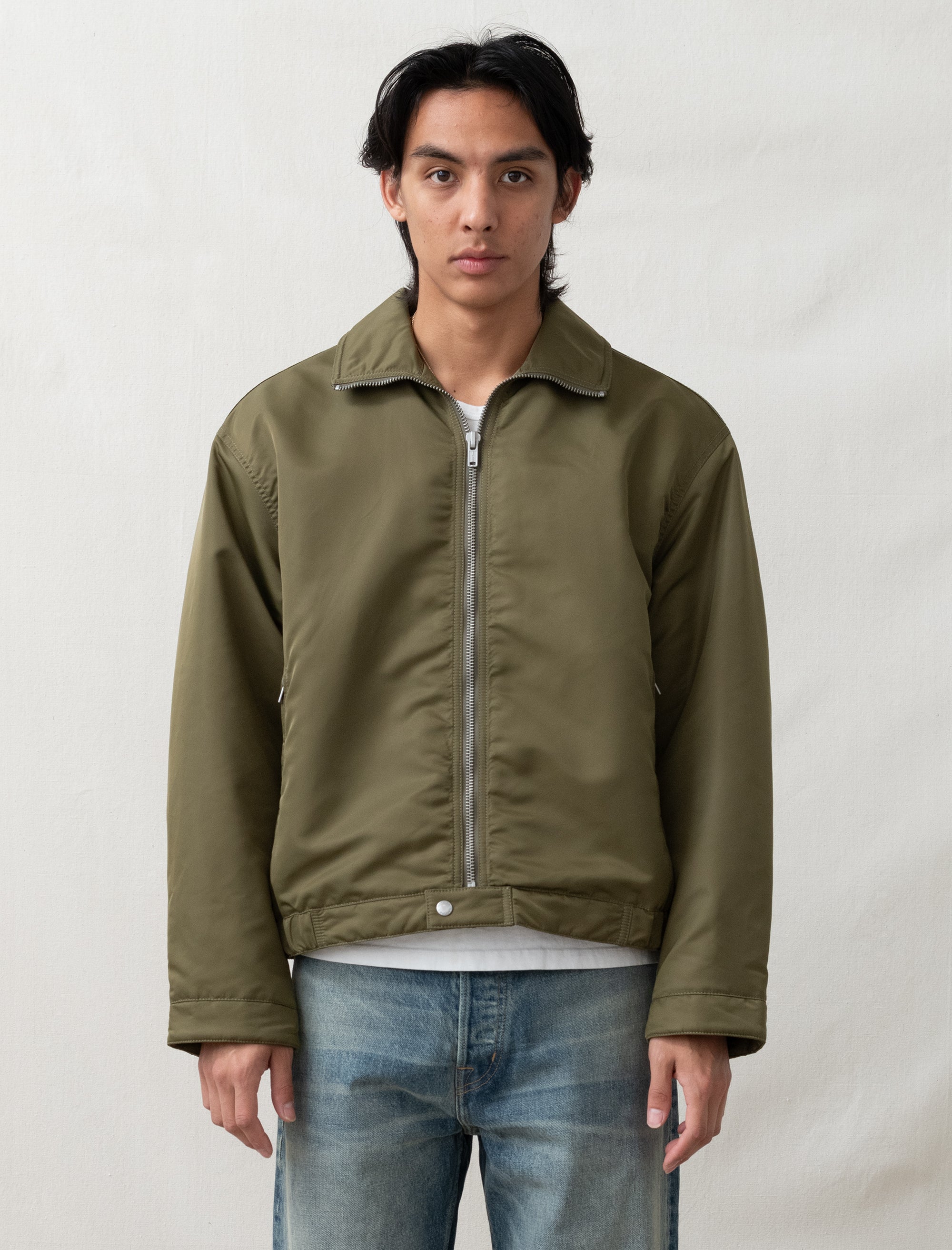  - Pile Lined Zip Jacket (Olive)