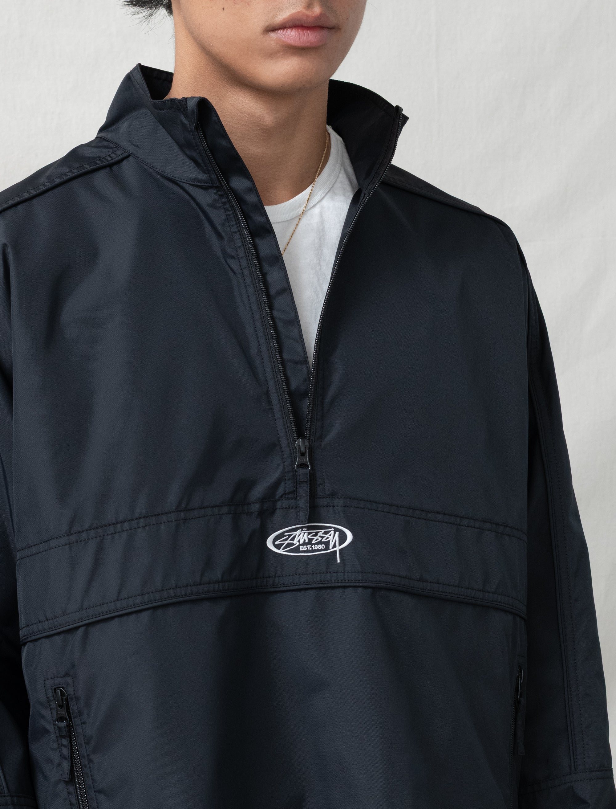 stussy Lightweight Pullover Jacket (Black)