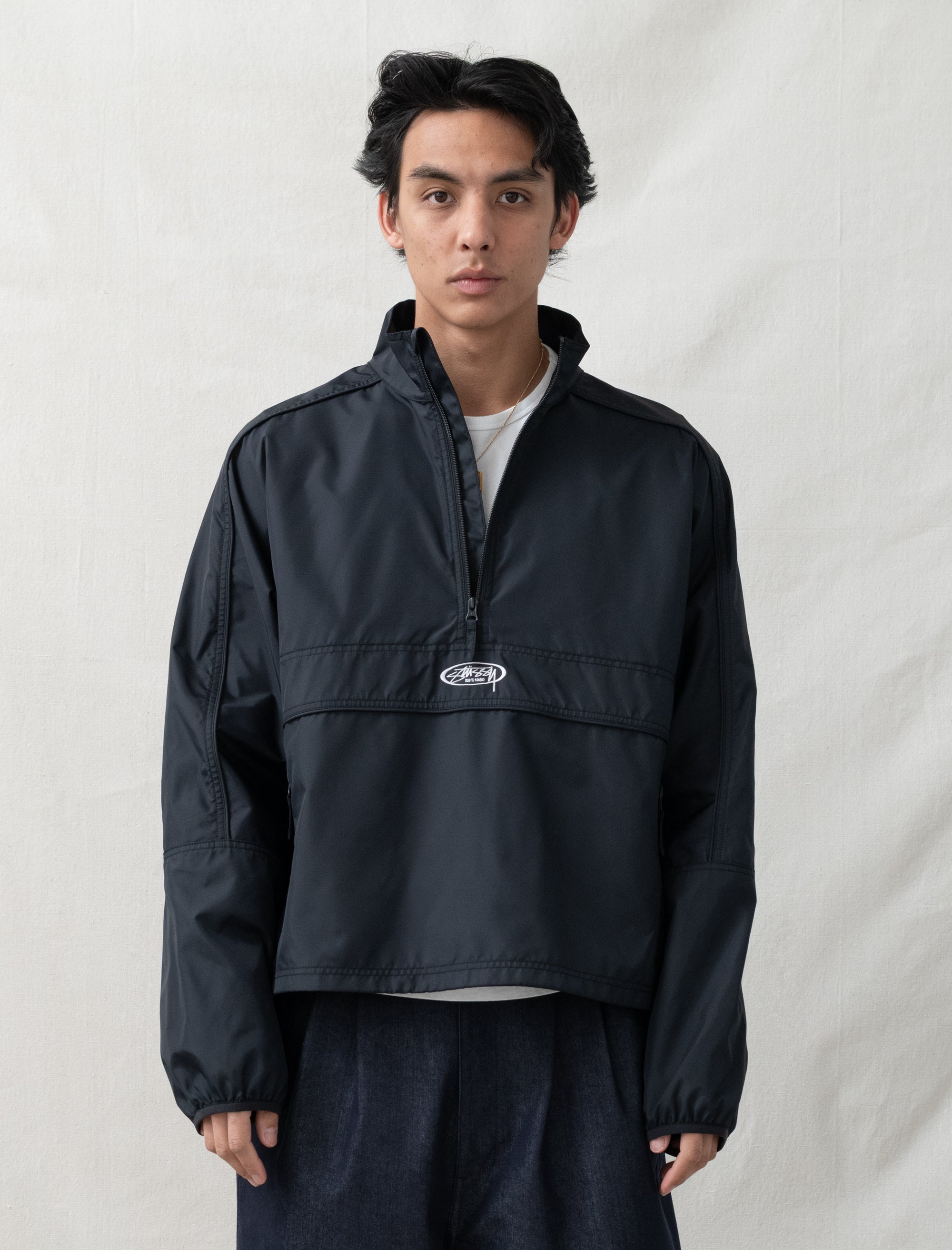 stussy Lightweight Pullover Jacket (Black)