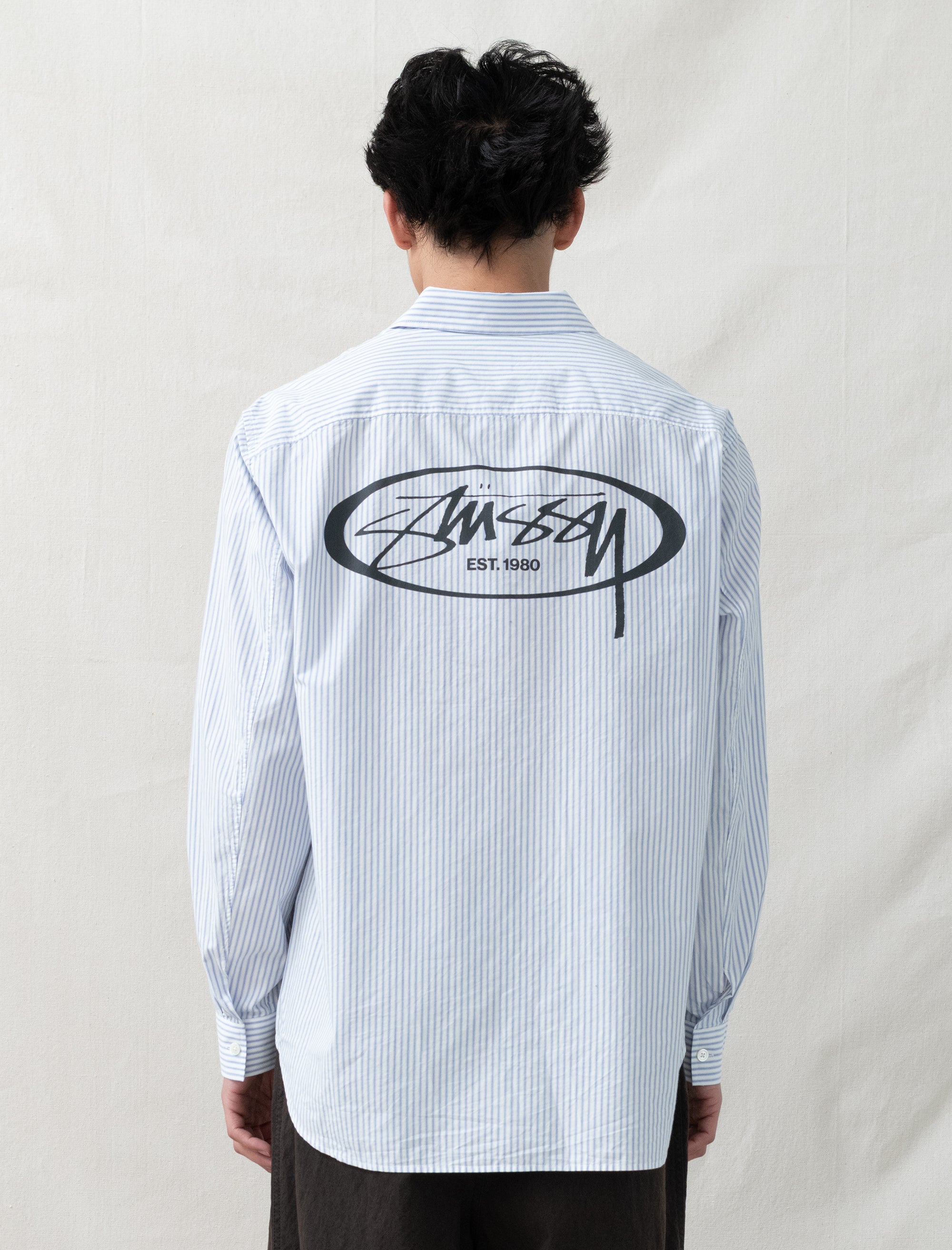 Stüssy Standard L/S Shirt Logo (Blue Stripe) – Bows and Arrows
