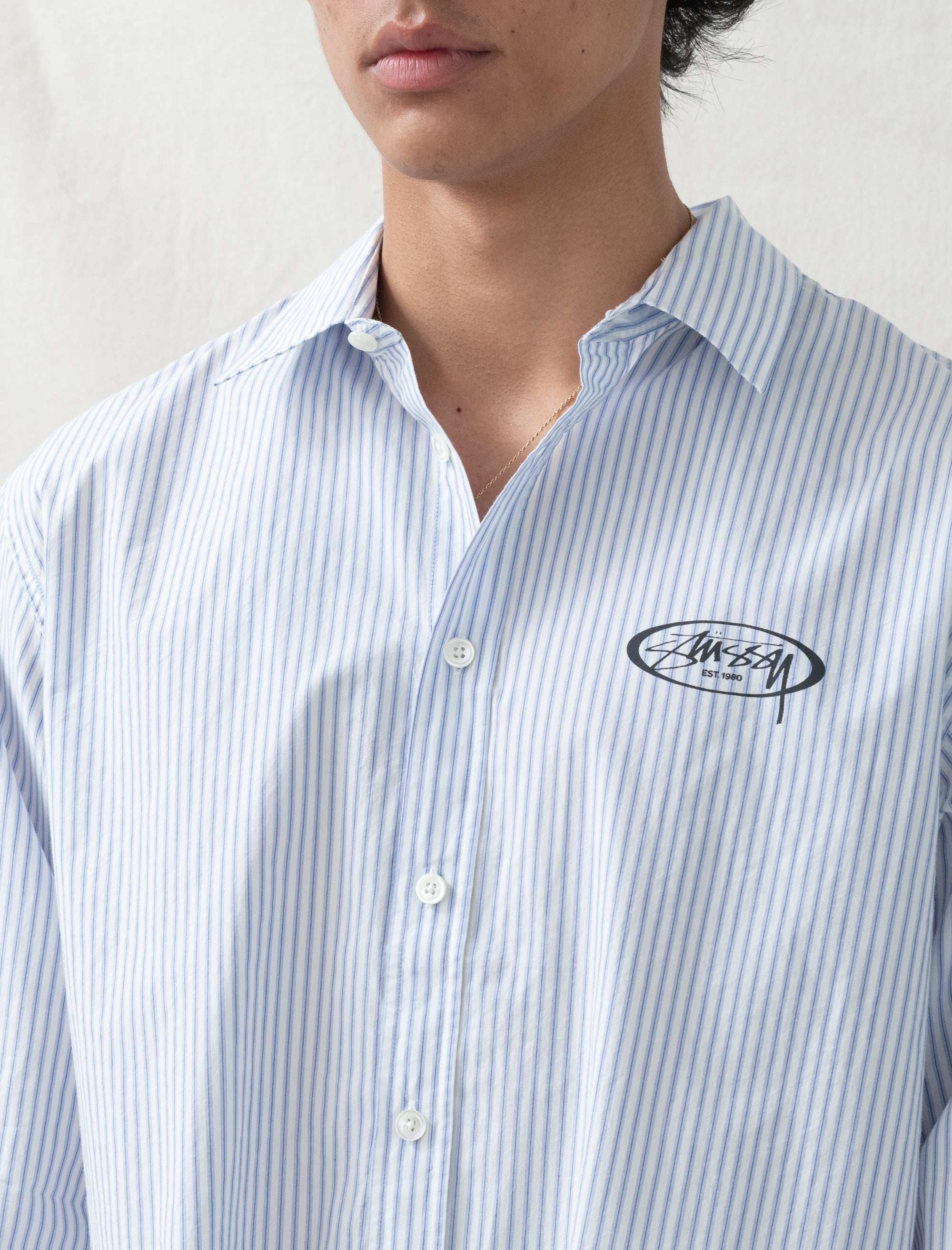 Stüssy Standard L/S Shirt Logo (Blue Stripe) – Bows and Arrows