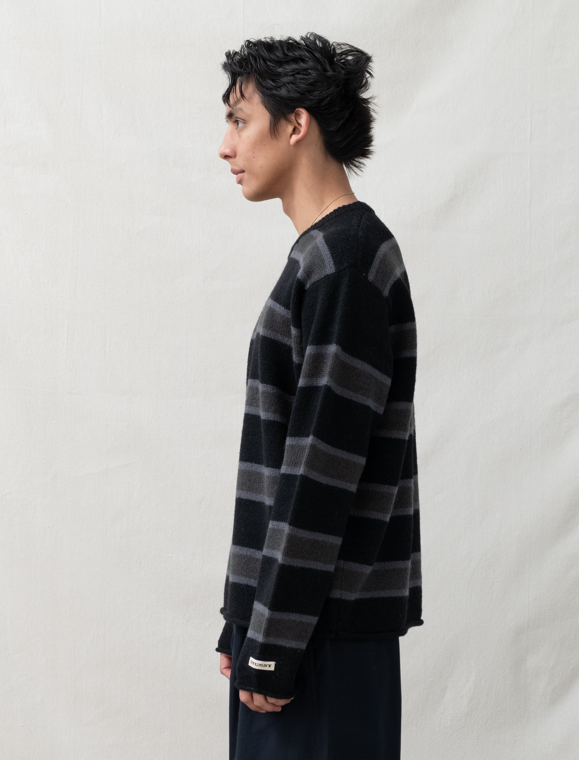 stussy Striped Wool Sweater (Black)