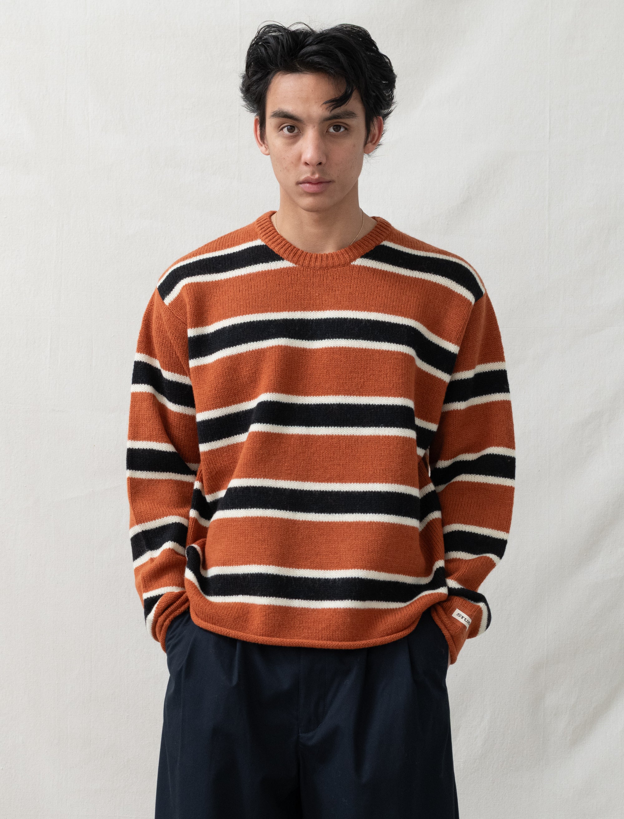 stussy Striped Wool Sweater (Umber)