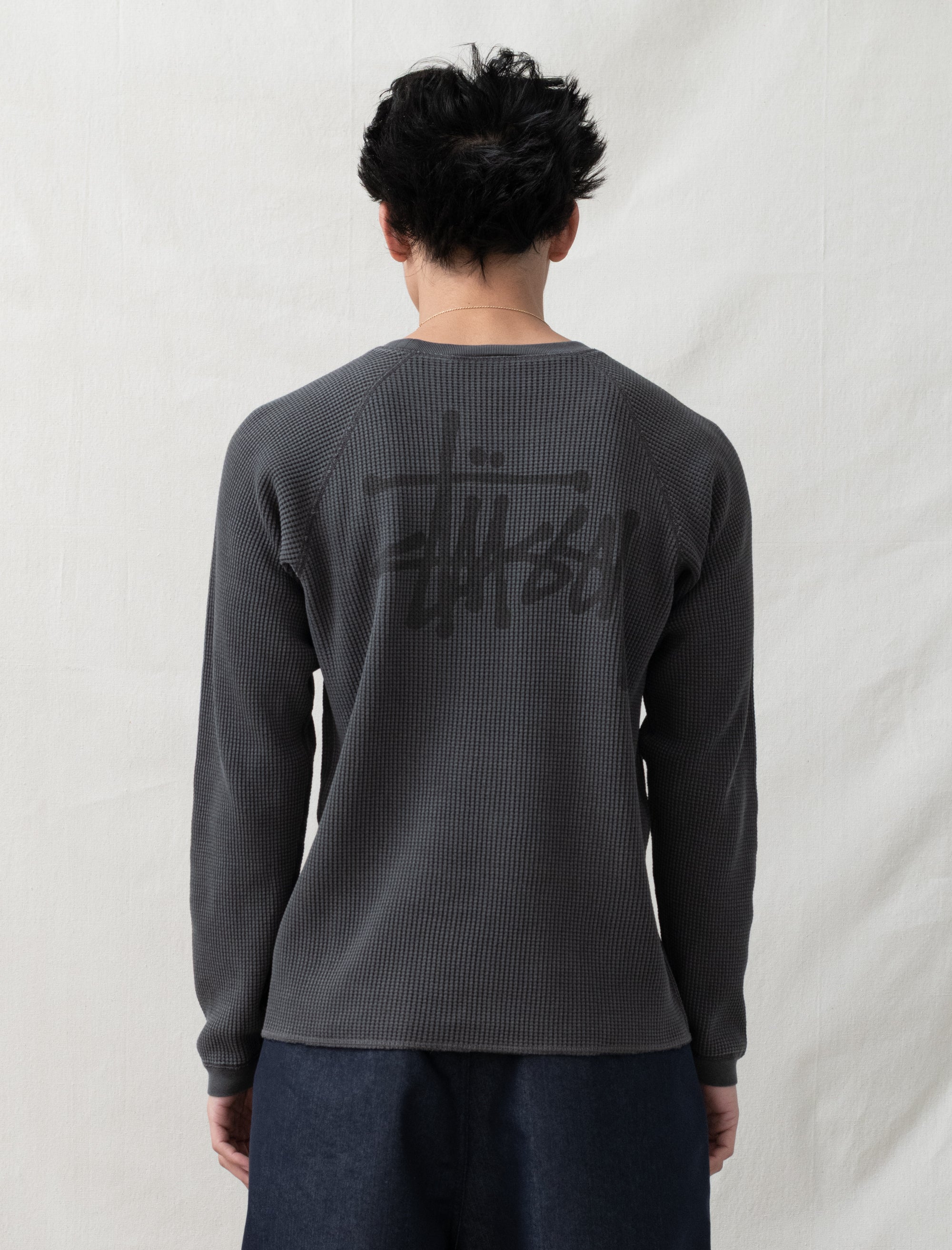 stussy Raglan Thermal Basic Stock (Washed Black)