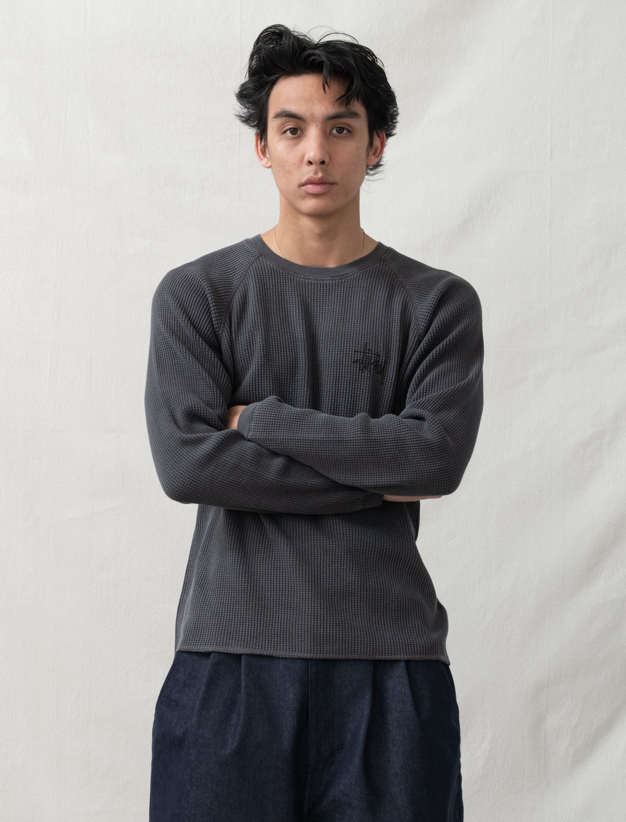 stussy Raglan Thermal Basic Stock (Washed Black)