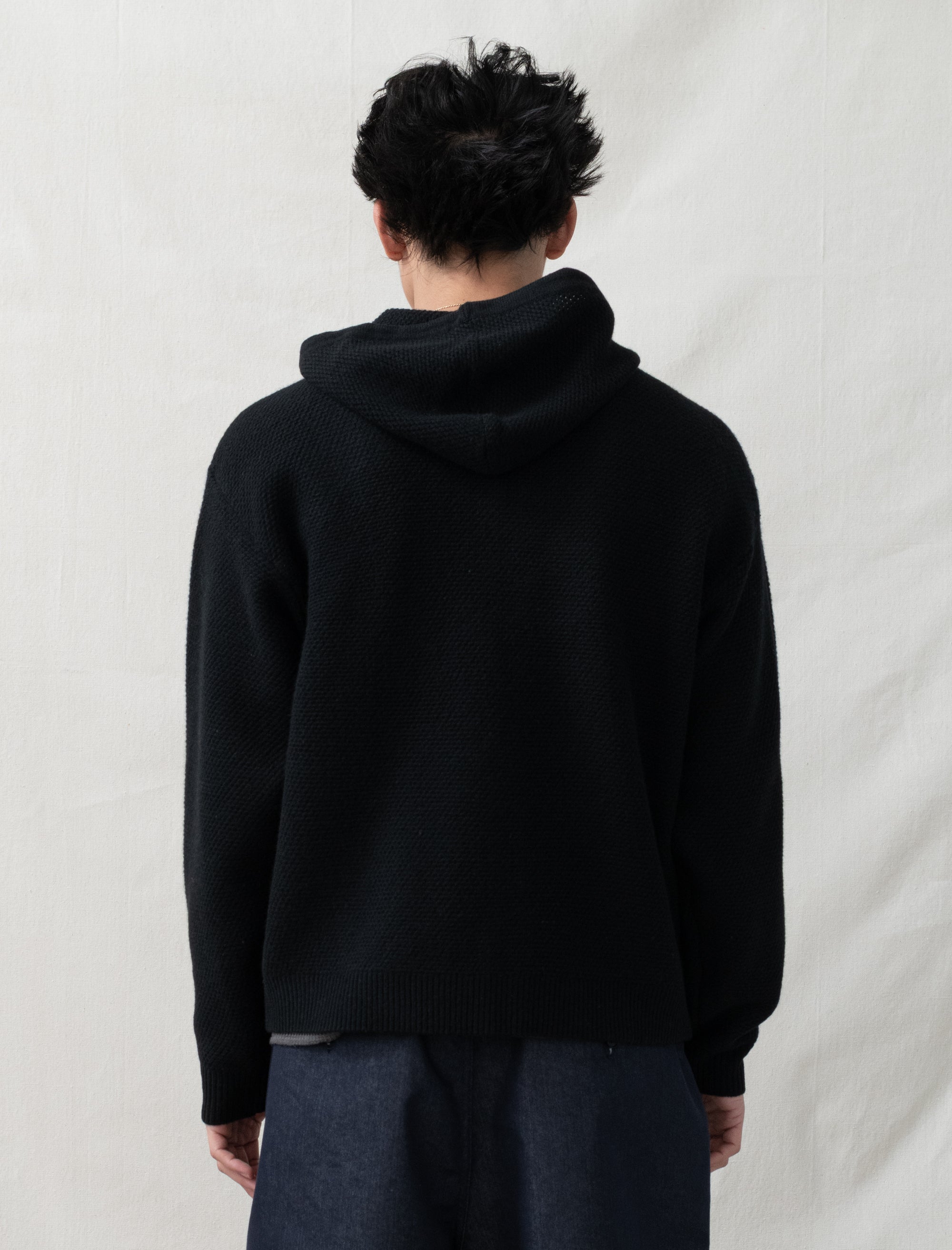 stussy Textured Zip Hooded Sweater (Black)
