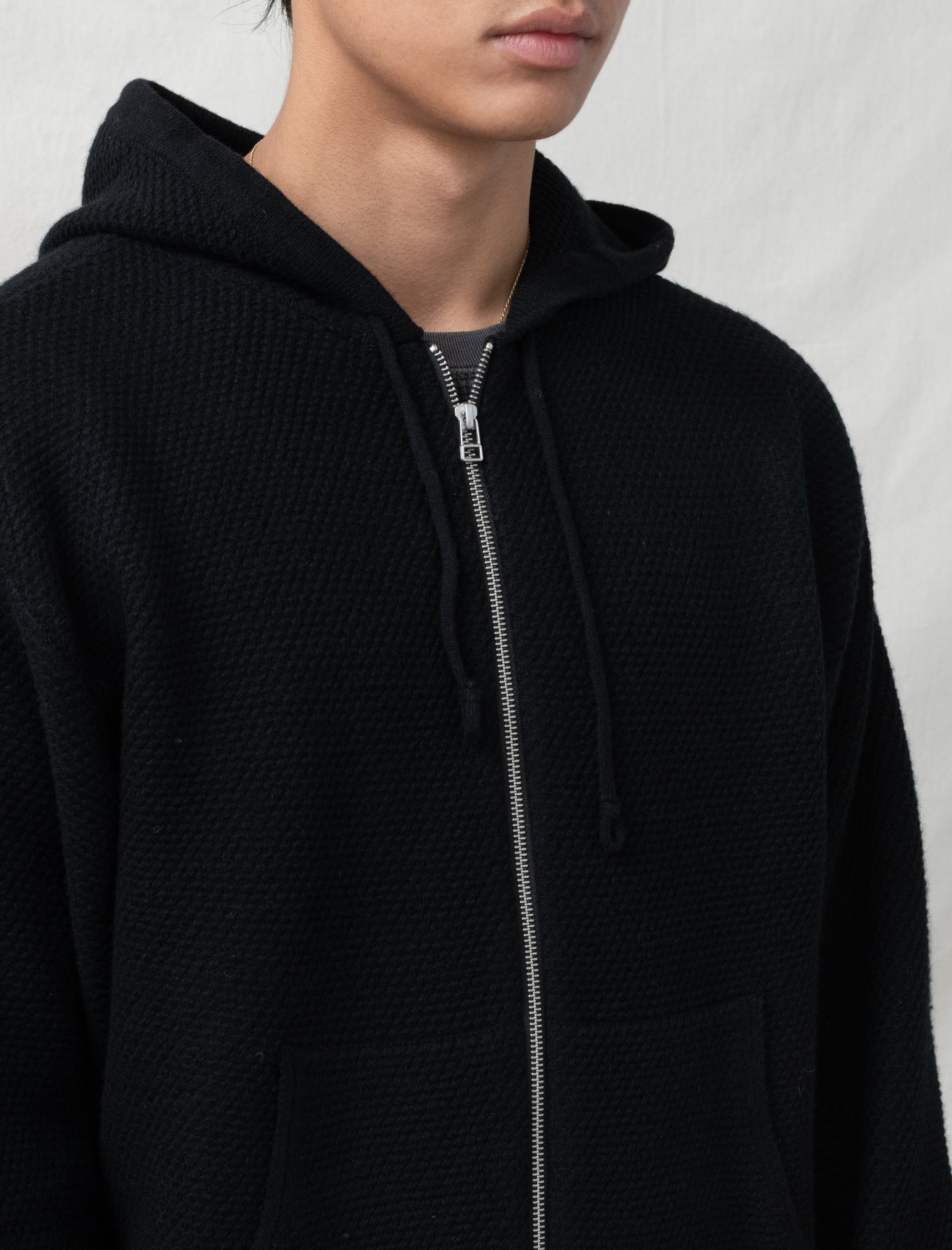 stussy Textured Zip Hooded Sweater (Black)