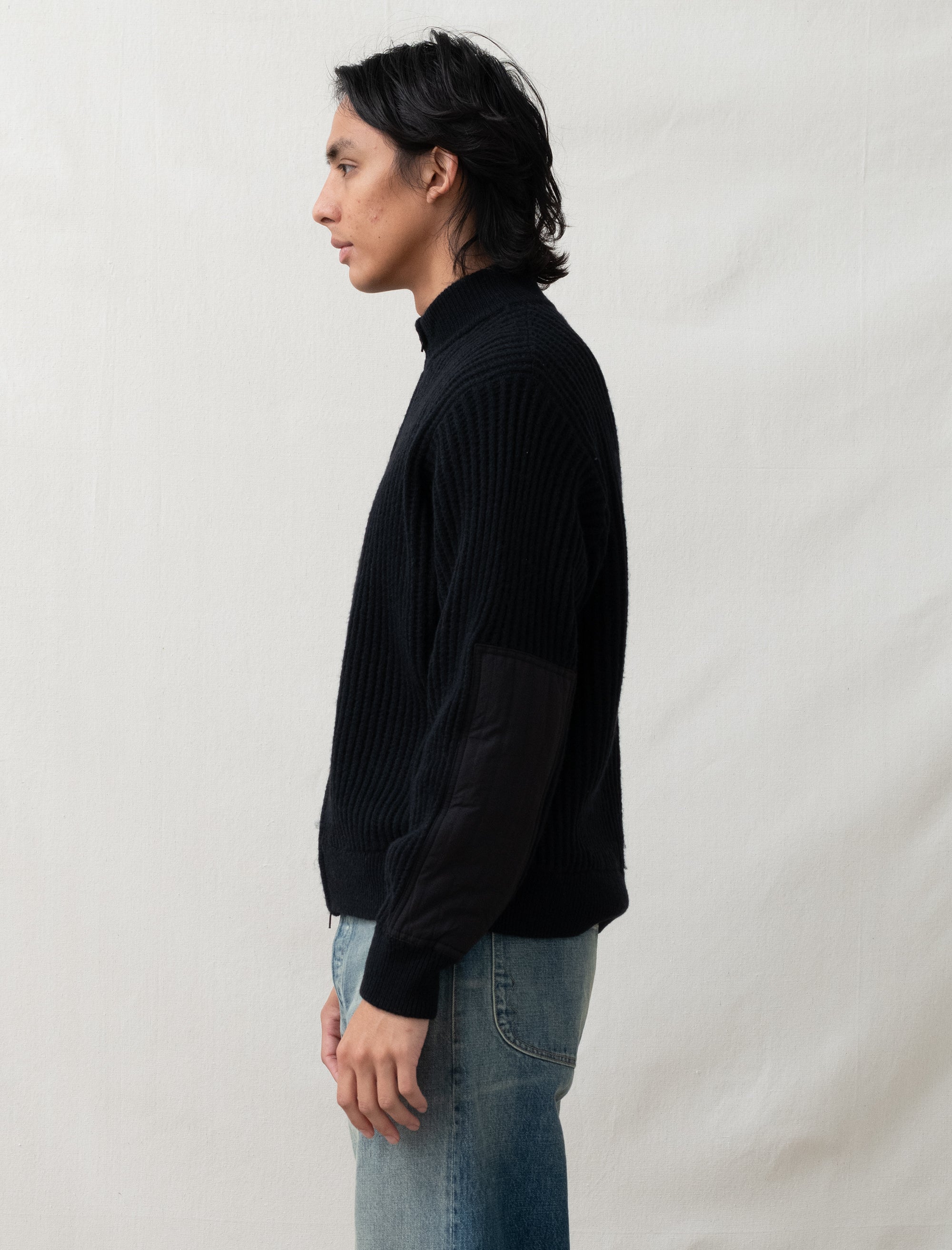  - Lambs Wool Zip Sweater (Black)