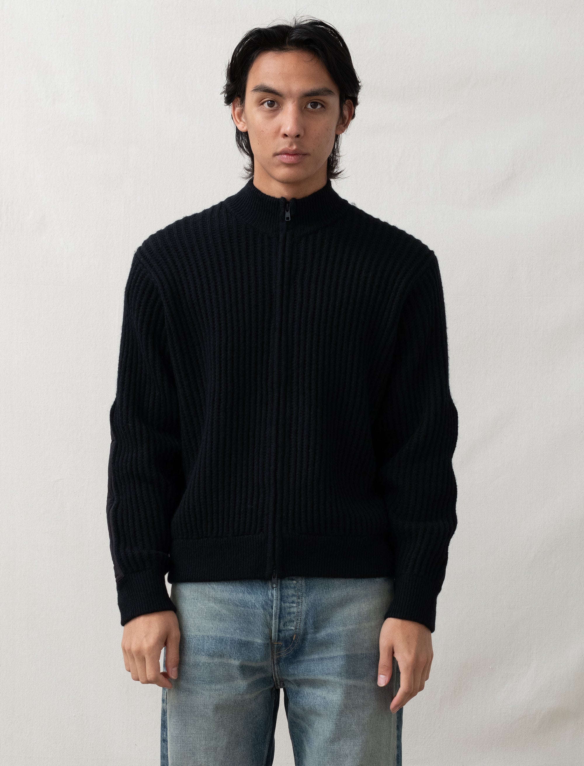  - Lambs Wool Zip Sweater (Black)