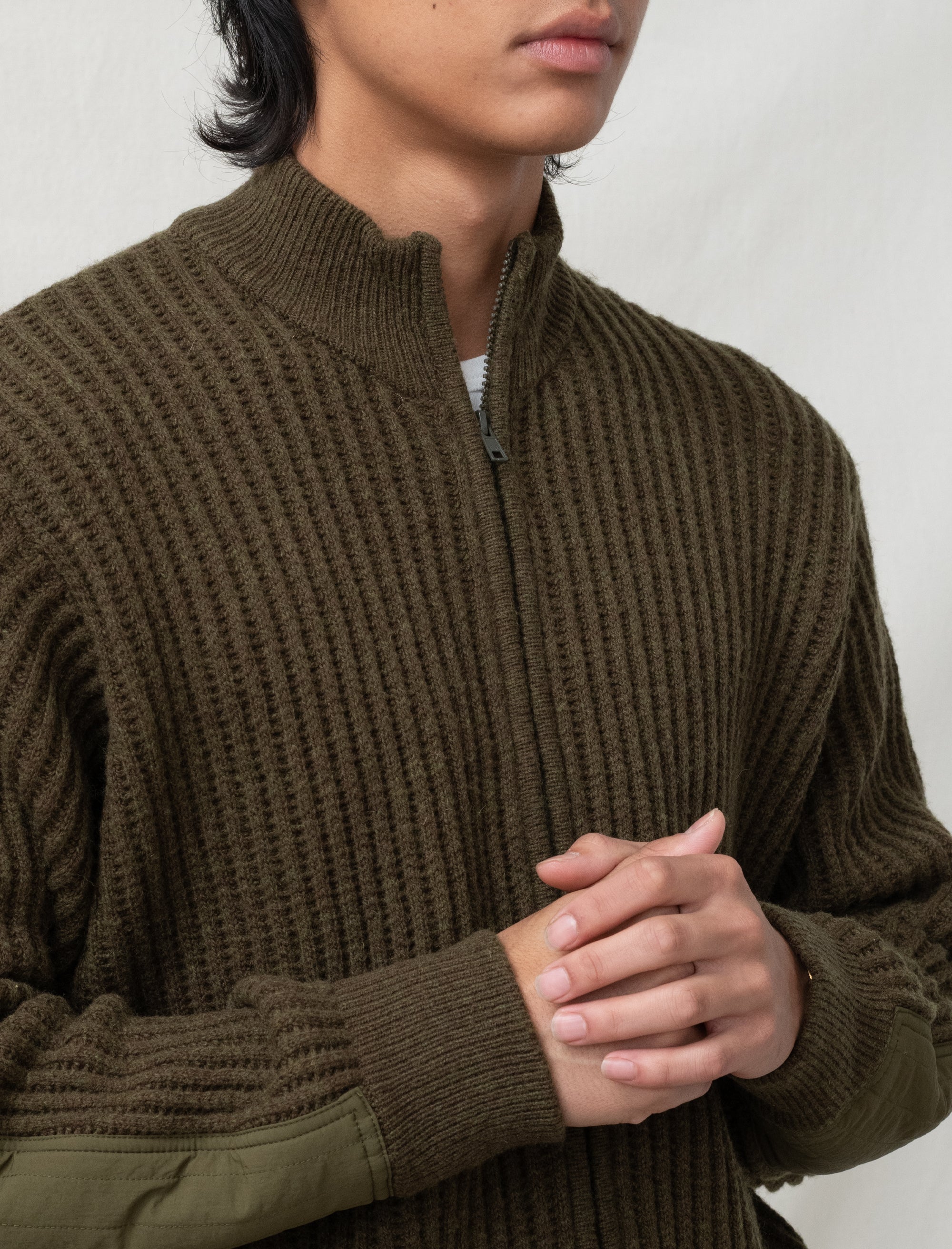  - Lambs Wool Zip Sweater (Green)