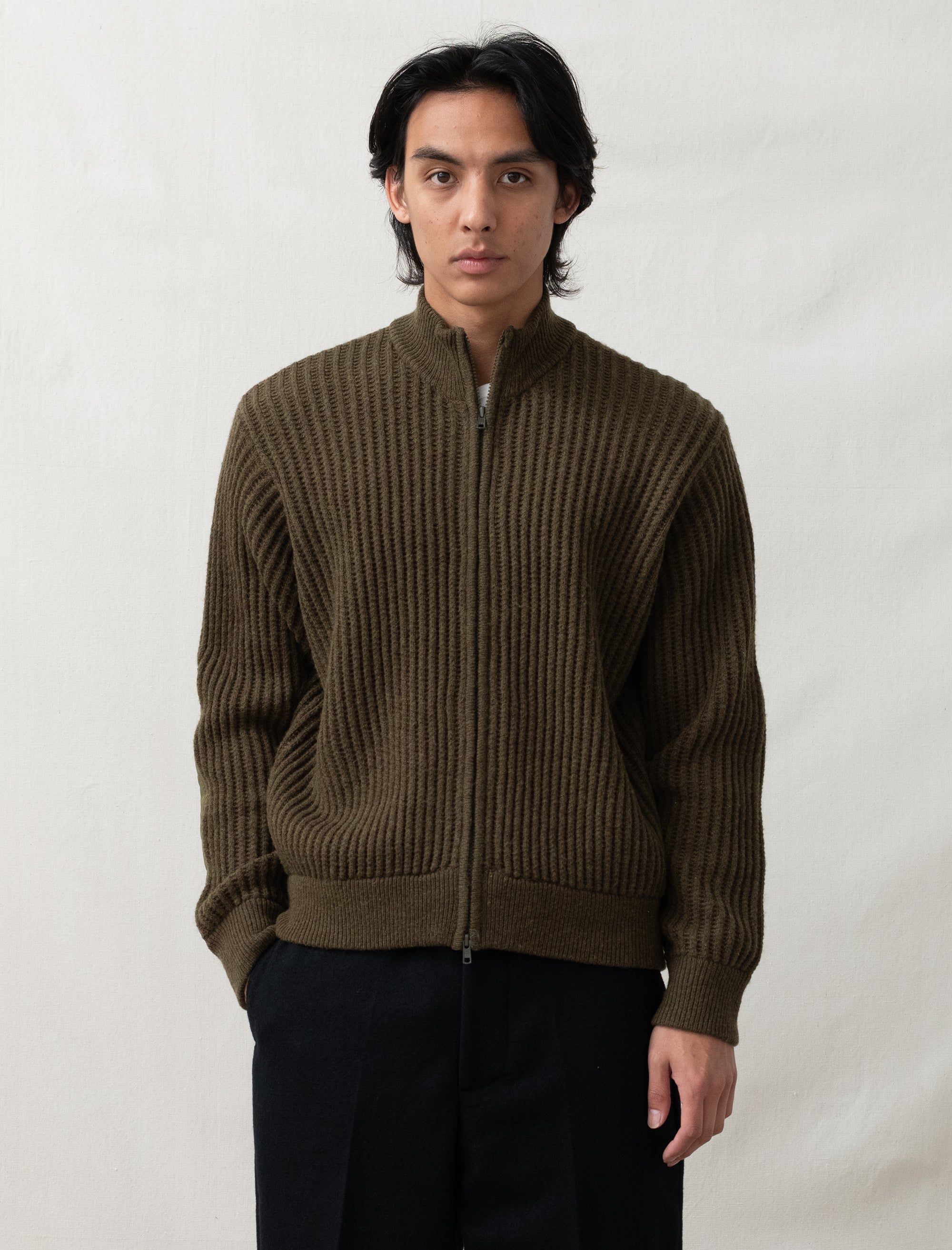  - Lambs Wool Zip Sweater (Green)