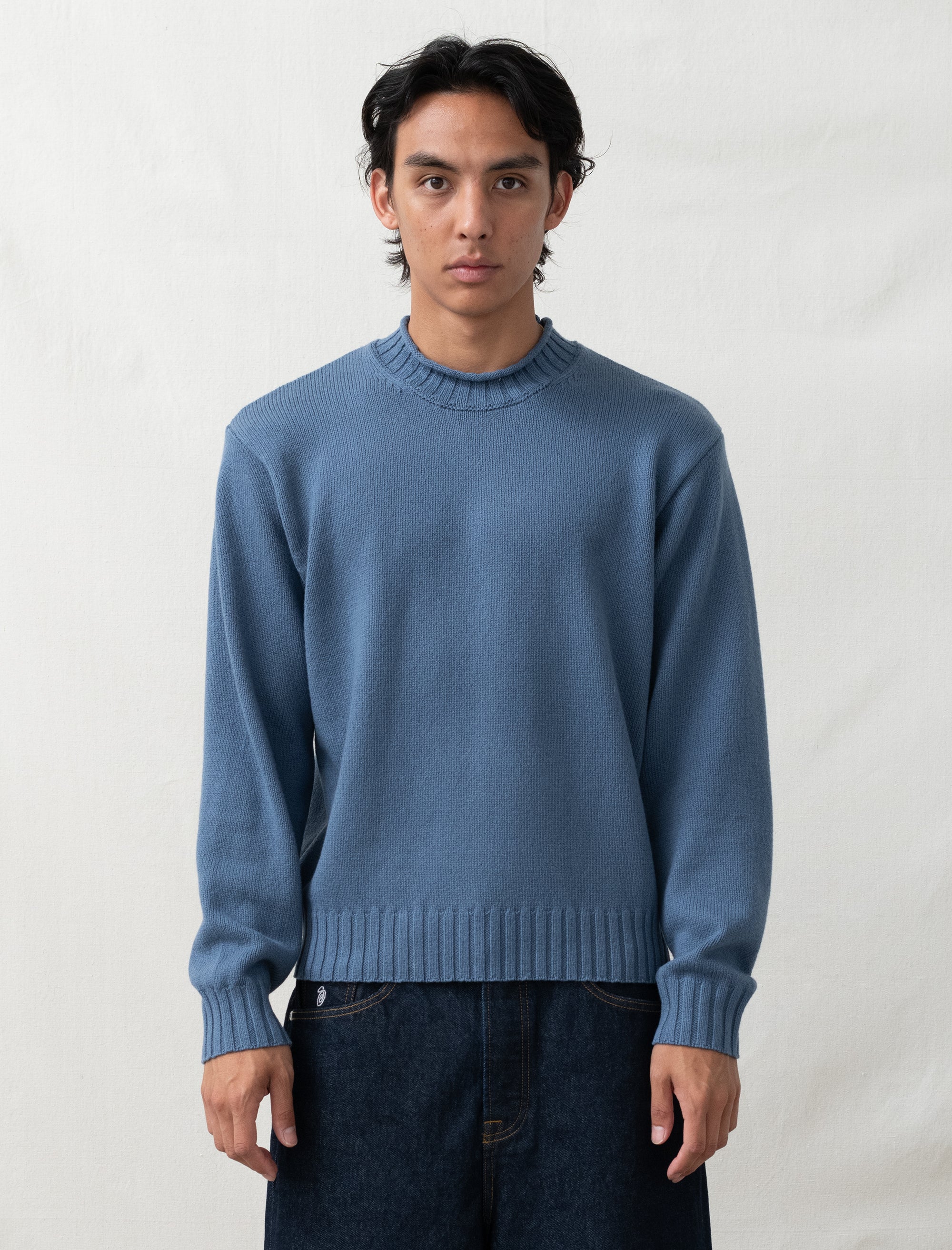 トップス Stussy Surfman Icon Sweater Dusty Blue Stussy Surfman Icon Sweater FA24 Dusty Blue Brown Ivory 3colors