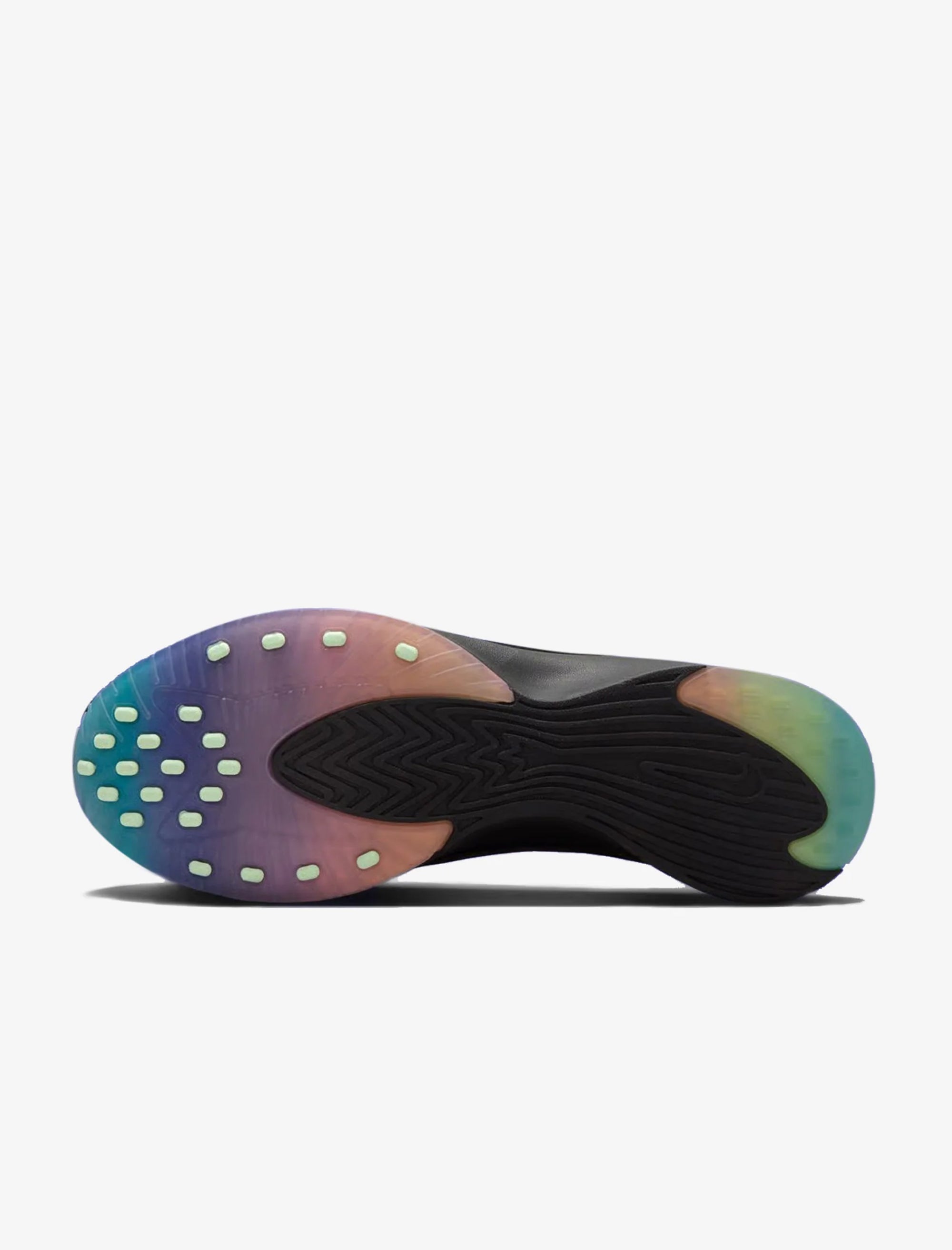 Multicolored sole of a shoe with a white background