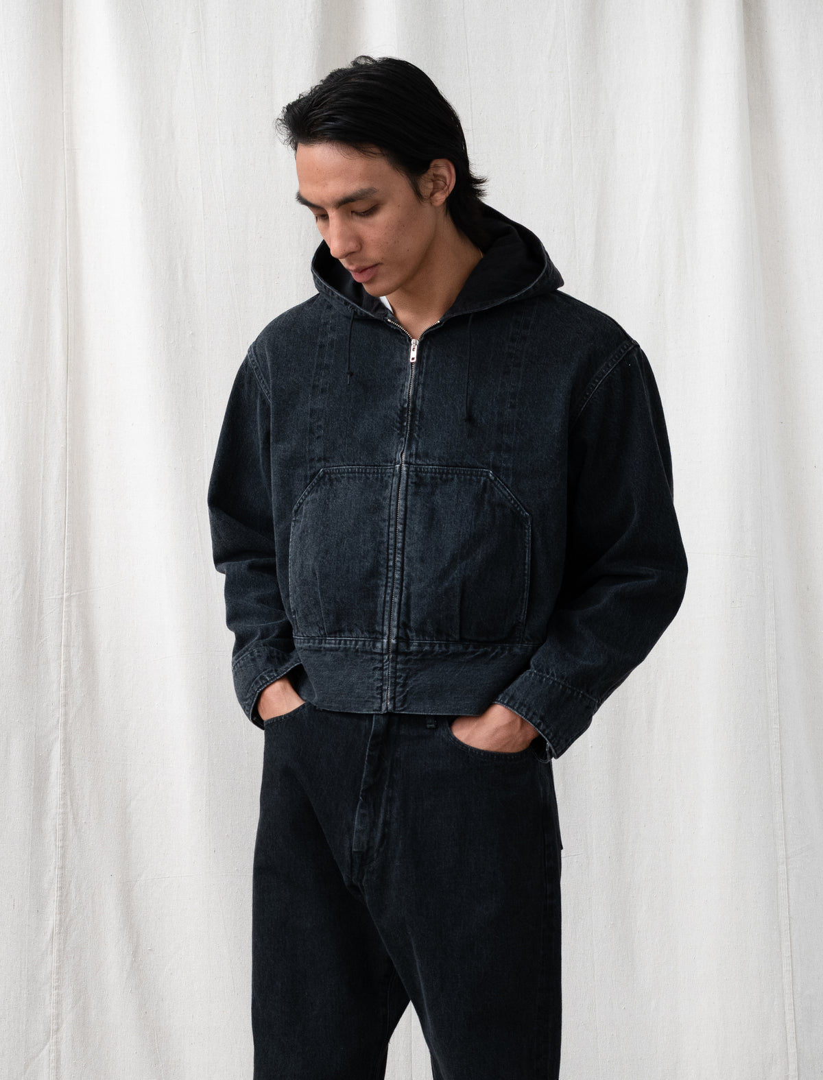 LW-C Hooded Denim Blouson (Faded Black Hand Fade)