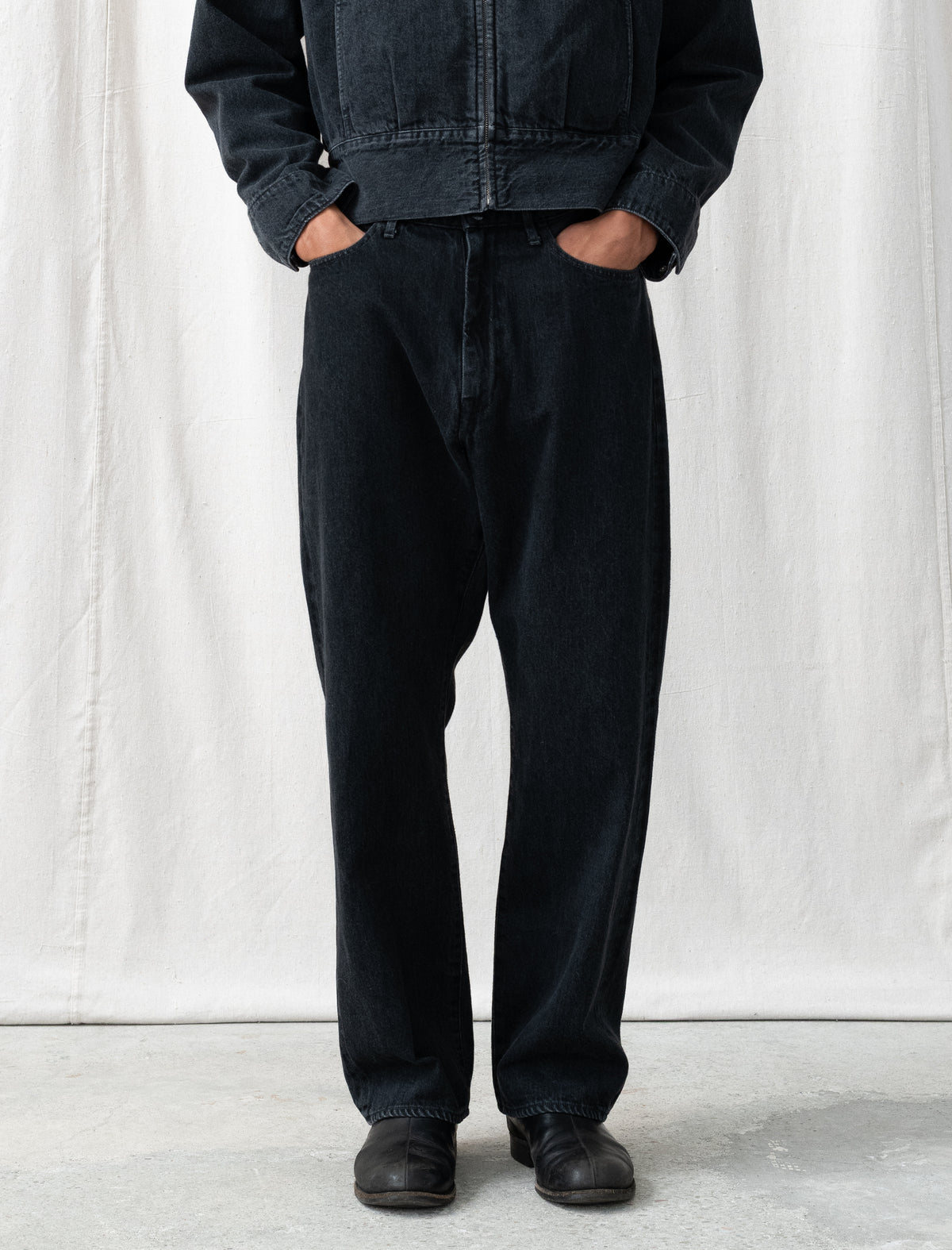 LW-C Classic Wide Jeans (Faded Black Hand Fade)