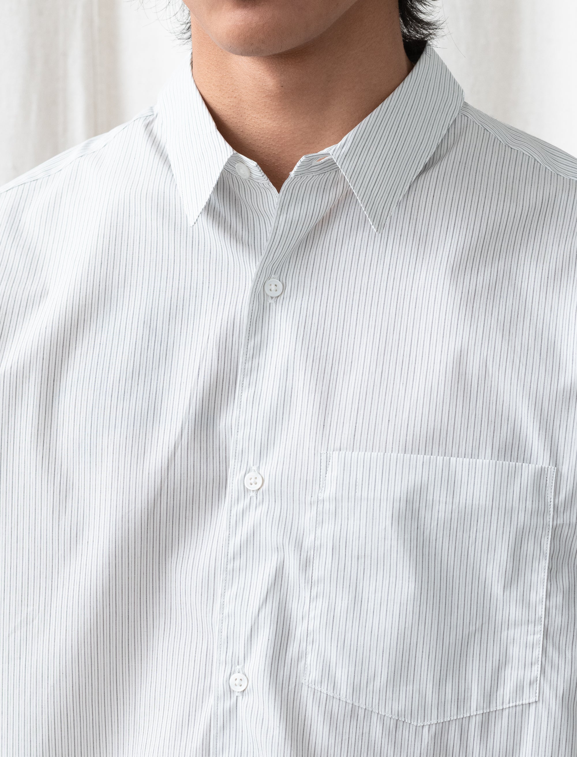 Regular Collar Shirt (White Stripe)