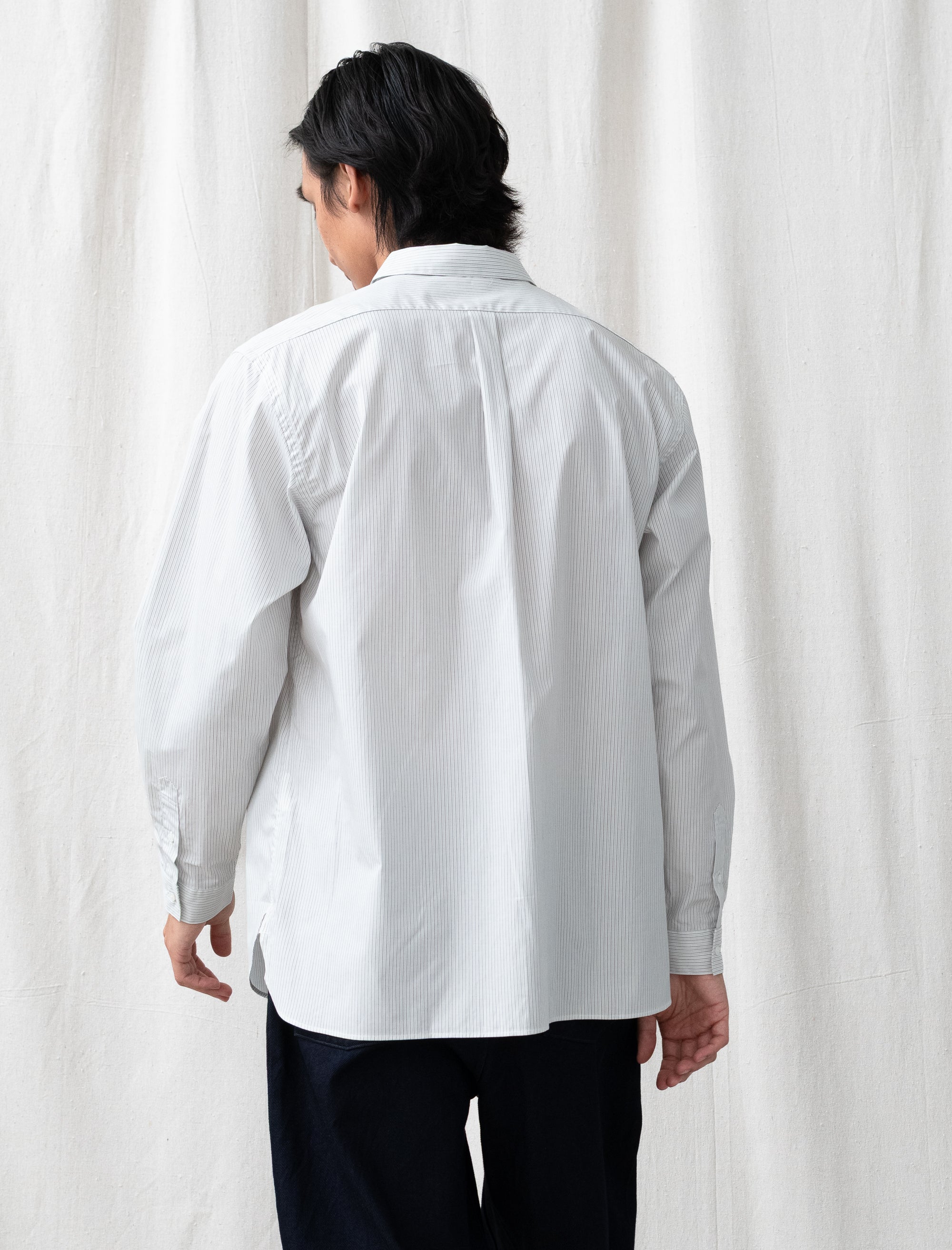 Regular Collar Shirt (White Stripe)