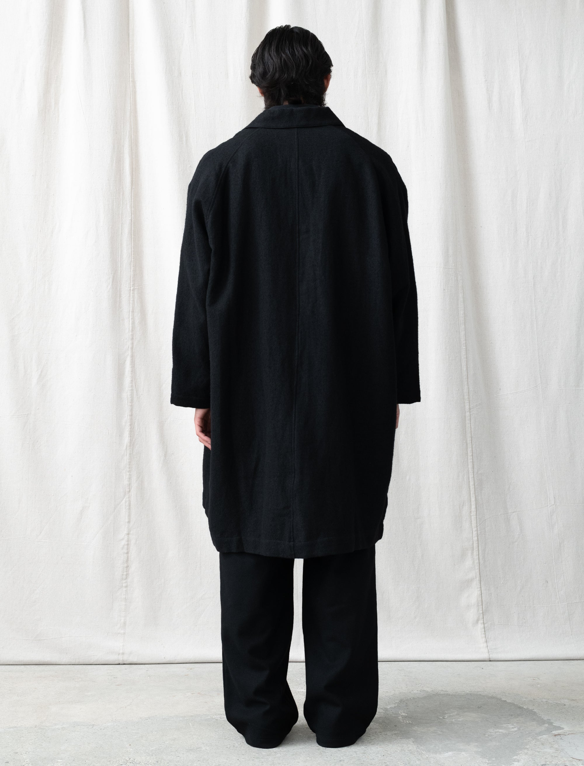 Linen Mixed Wool Coat (Black)