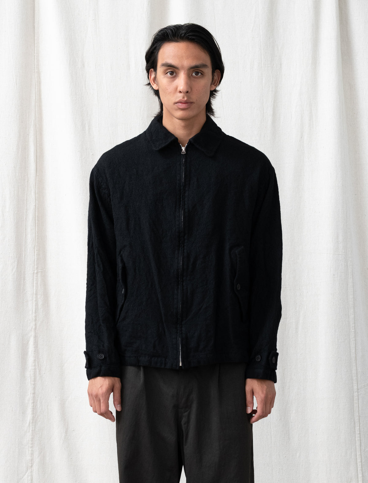 Wool Zip Blouson J018 (Black)
