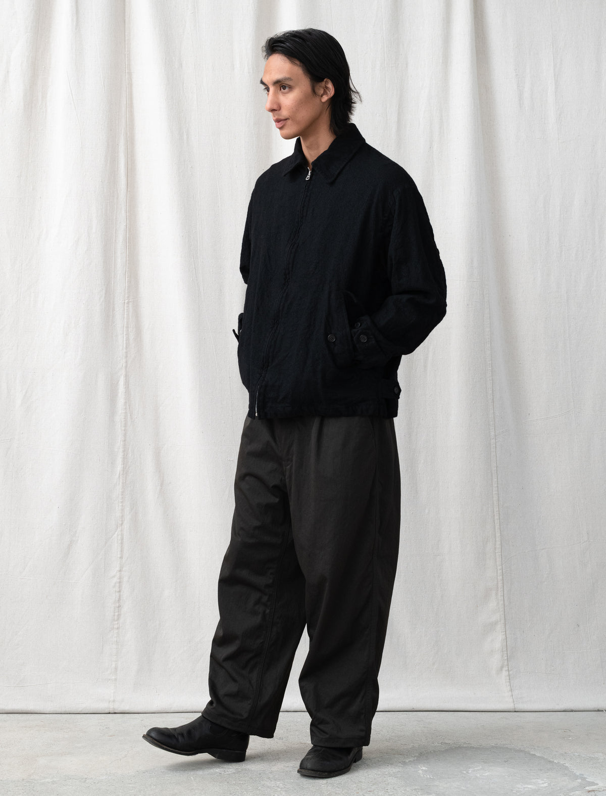 Wool Zip Blouson J018 (Black)