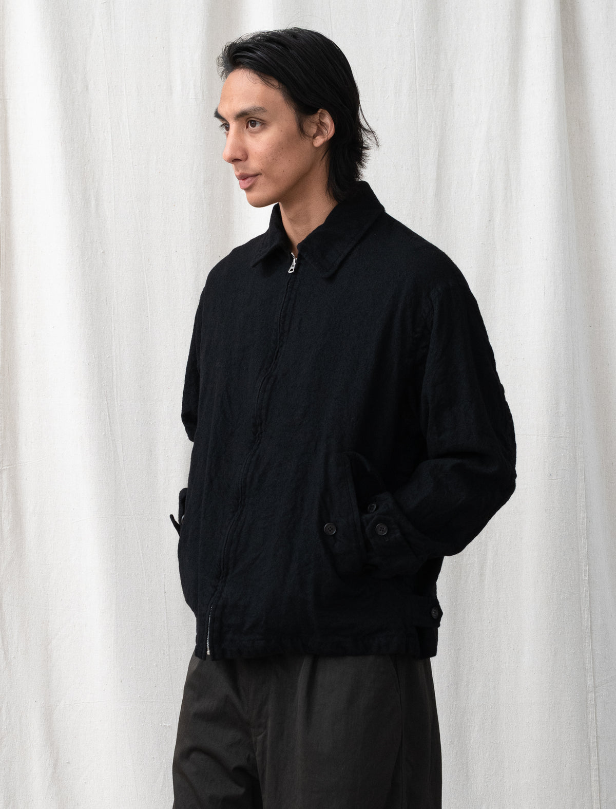 Wool Zip Blouson J018 (Black)