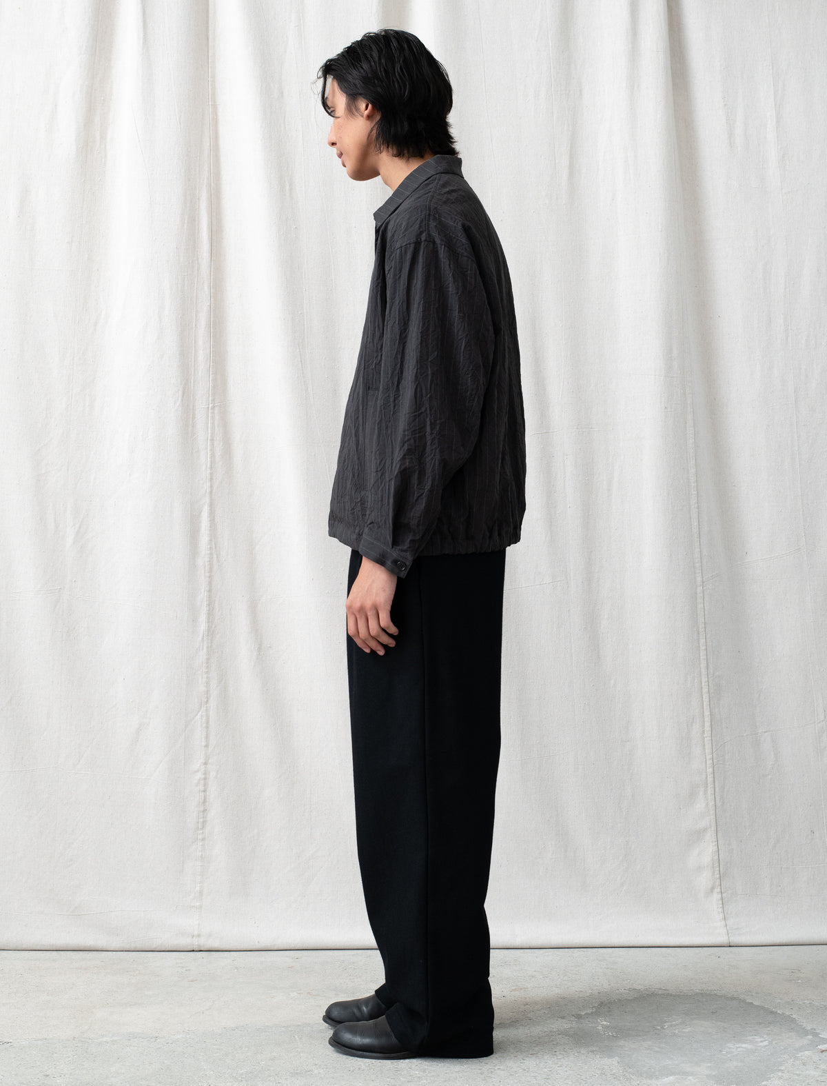 Creasy Zip Up Blouson (Charcoal)