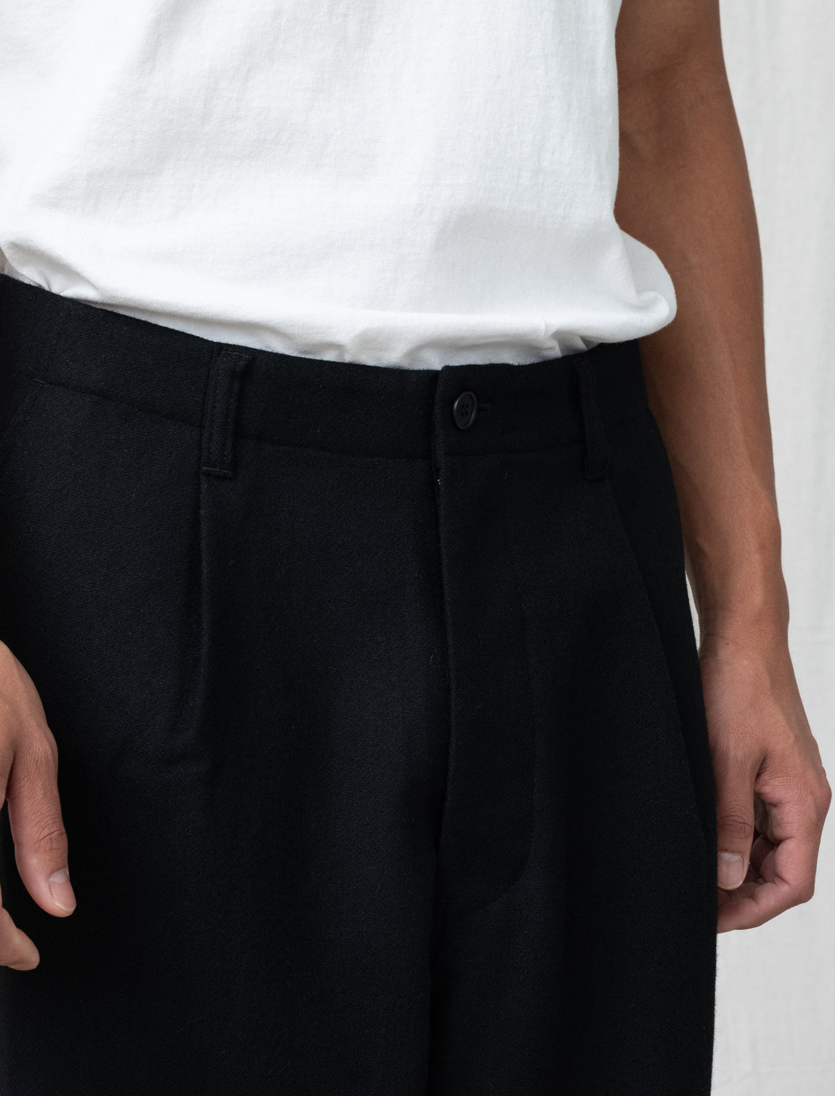 Wool Wide Pants (Black)