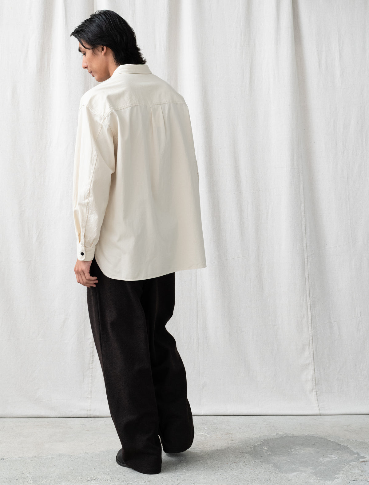 Wool Wide Pants (Dark Brown)
