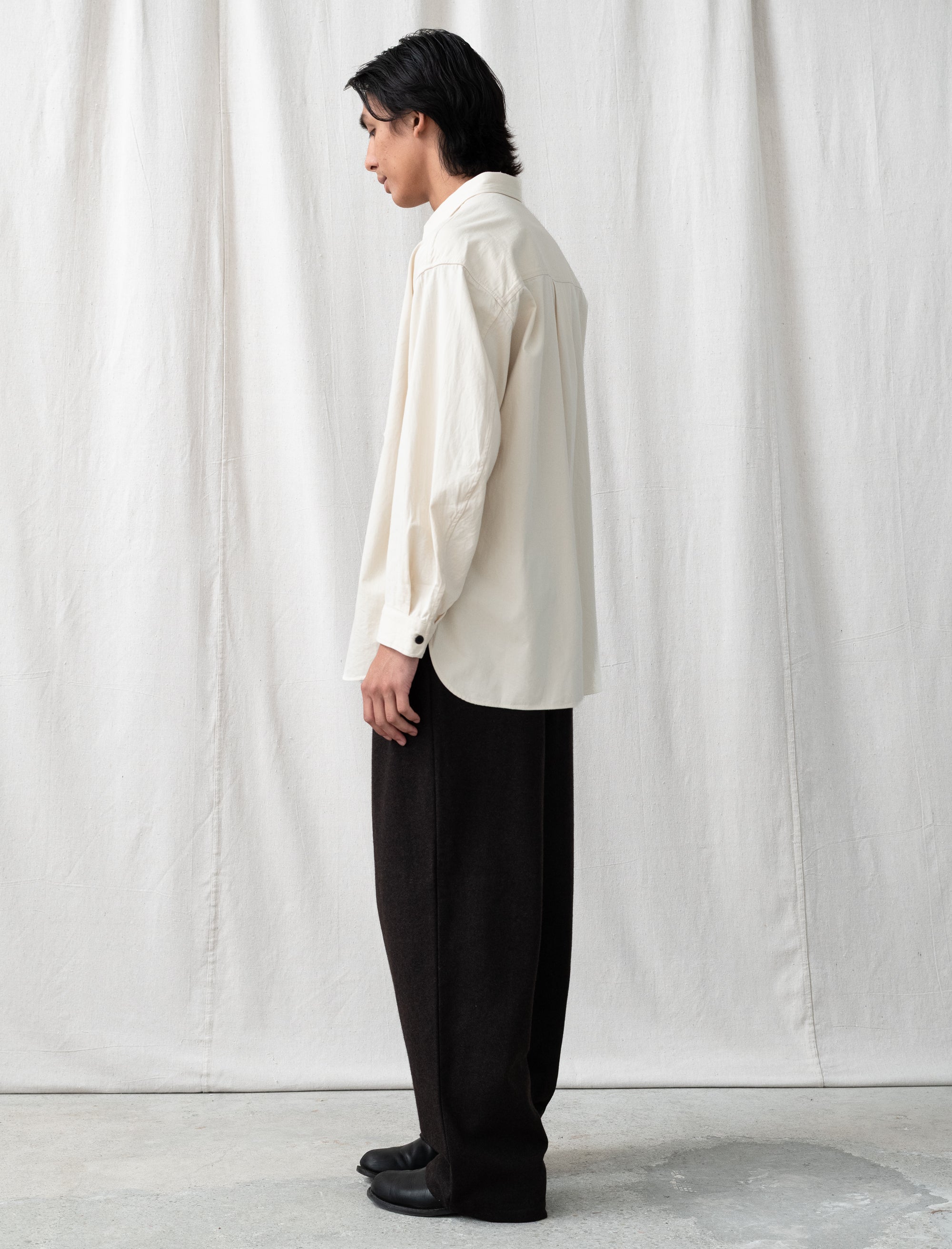 Wool Wide Pants (Dark Brown)