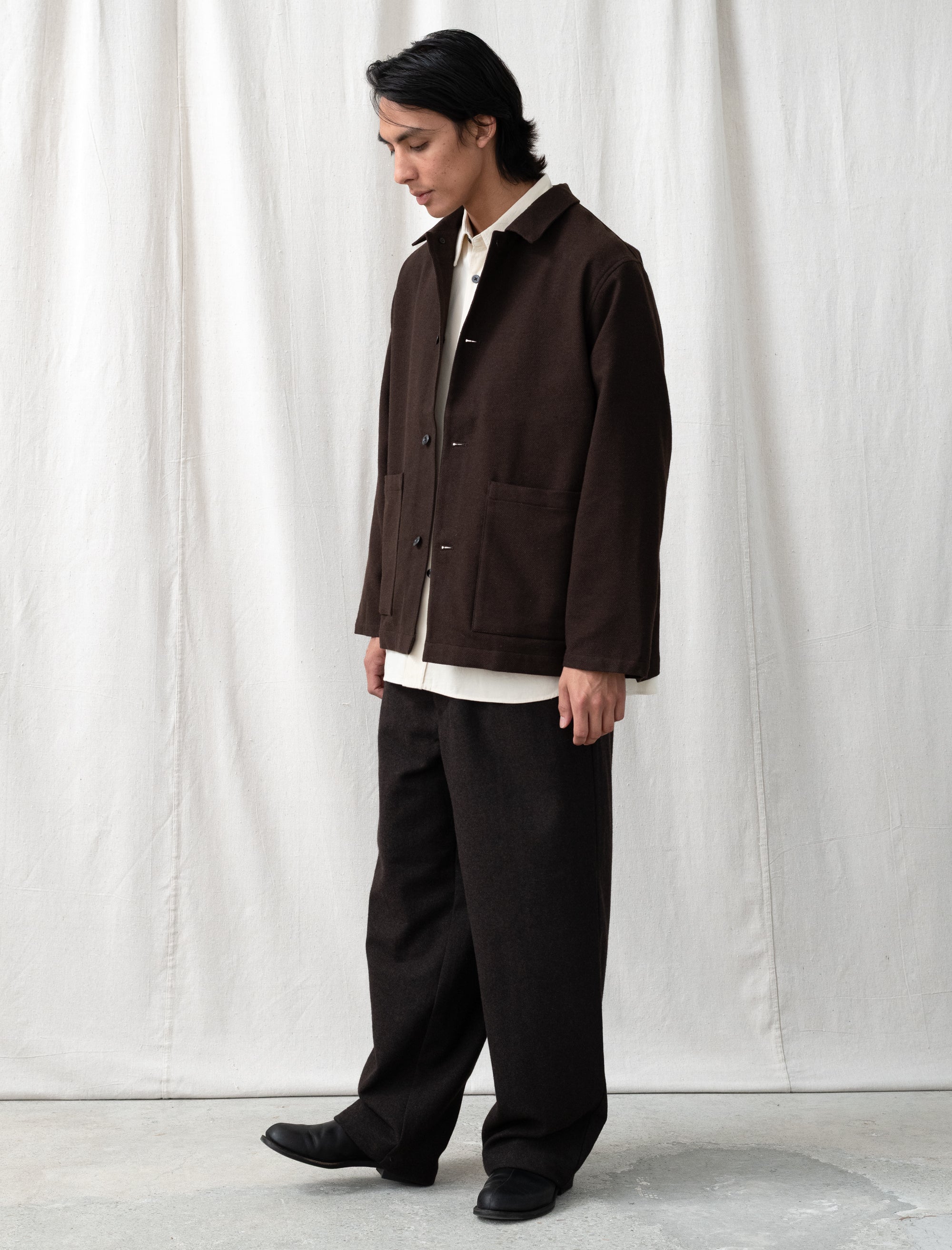 Wool Mixed Jacket (Dark Brown)
