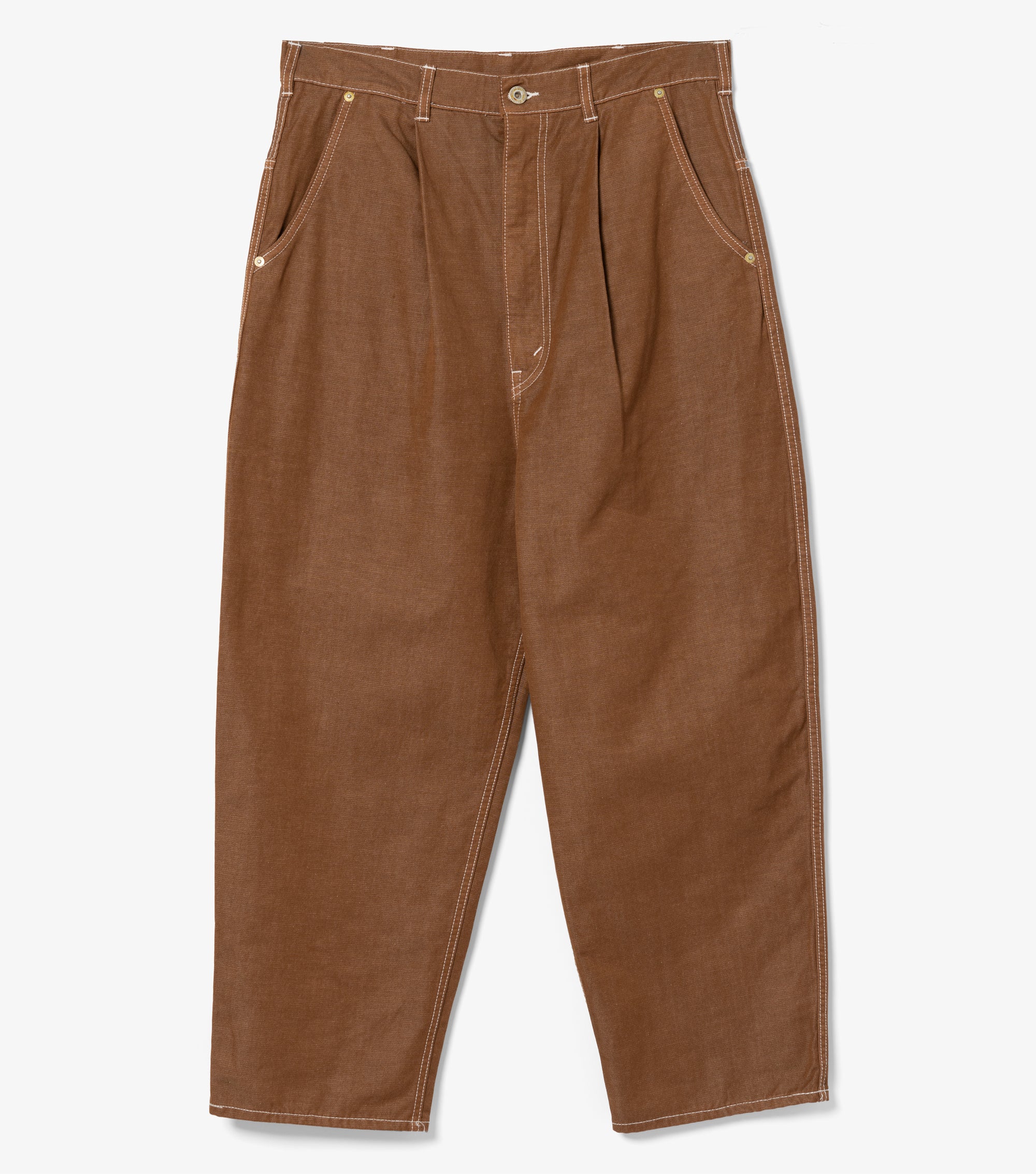 Pleated Work Pants (Brown)