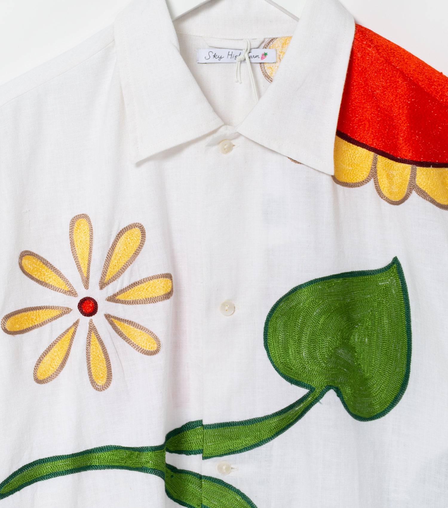 BOTICELLI EMBROIDERED FLOWER SHIRT (WHITE)