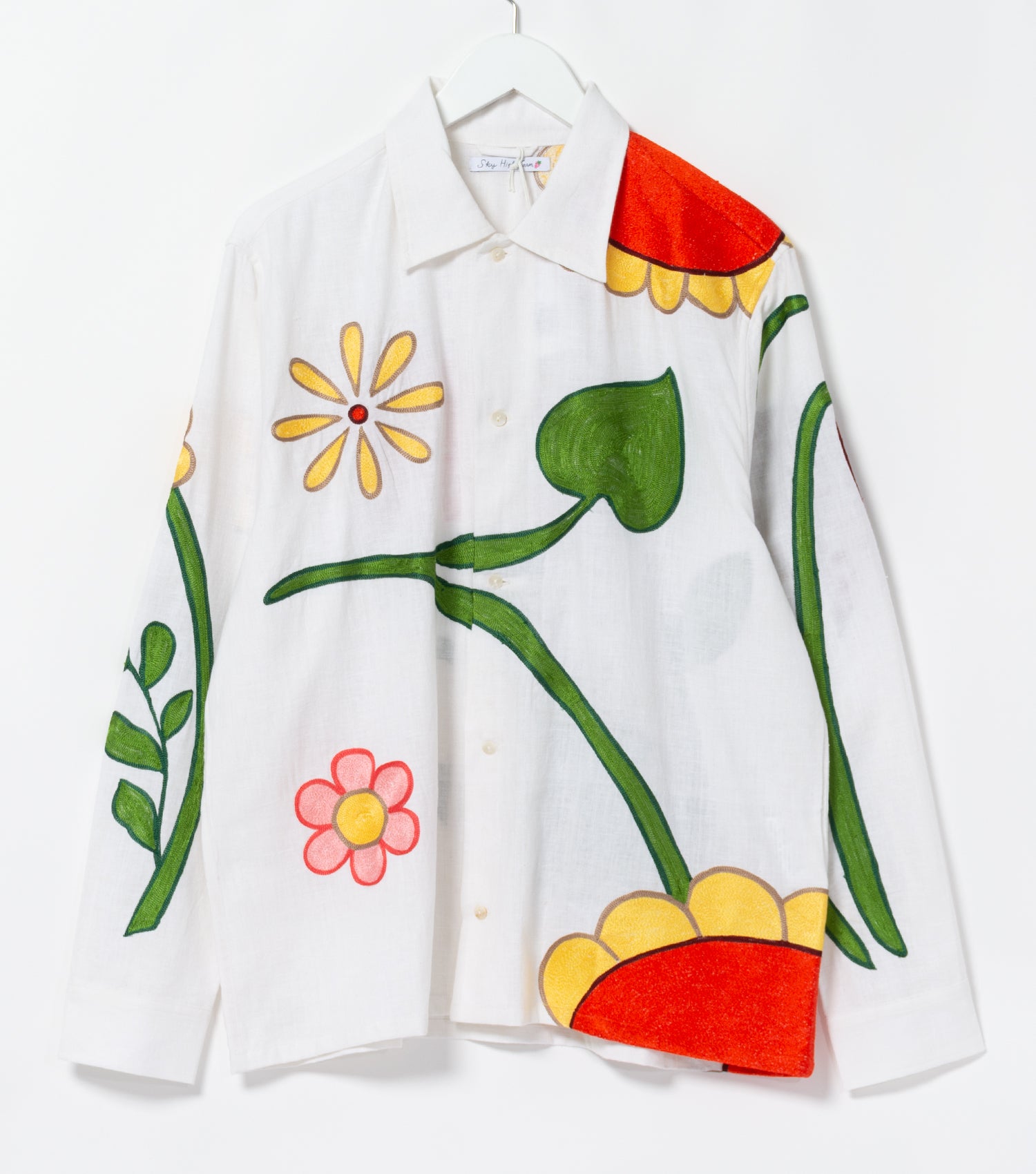 BOTICELLI EMBROIDERED FLOWER SHIRT (WHITE)